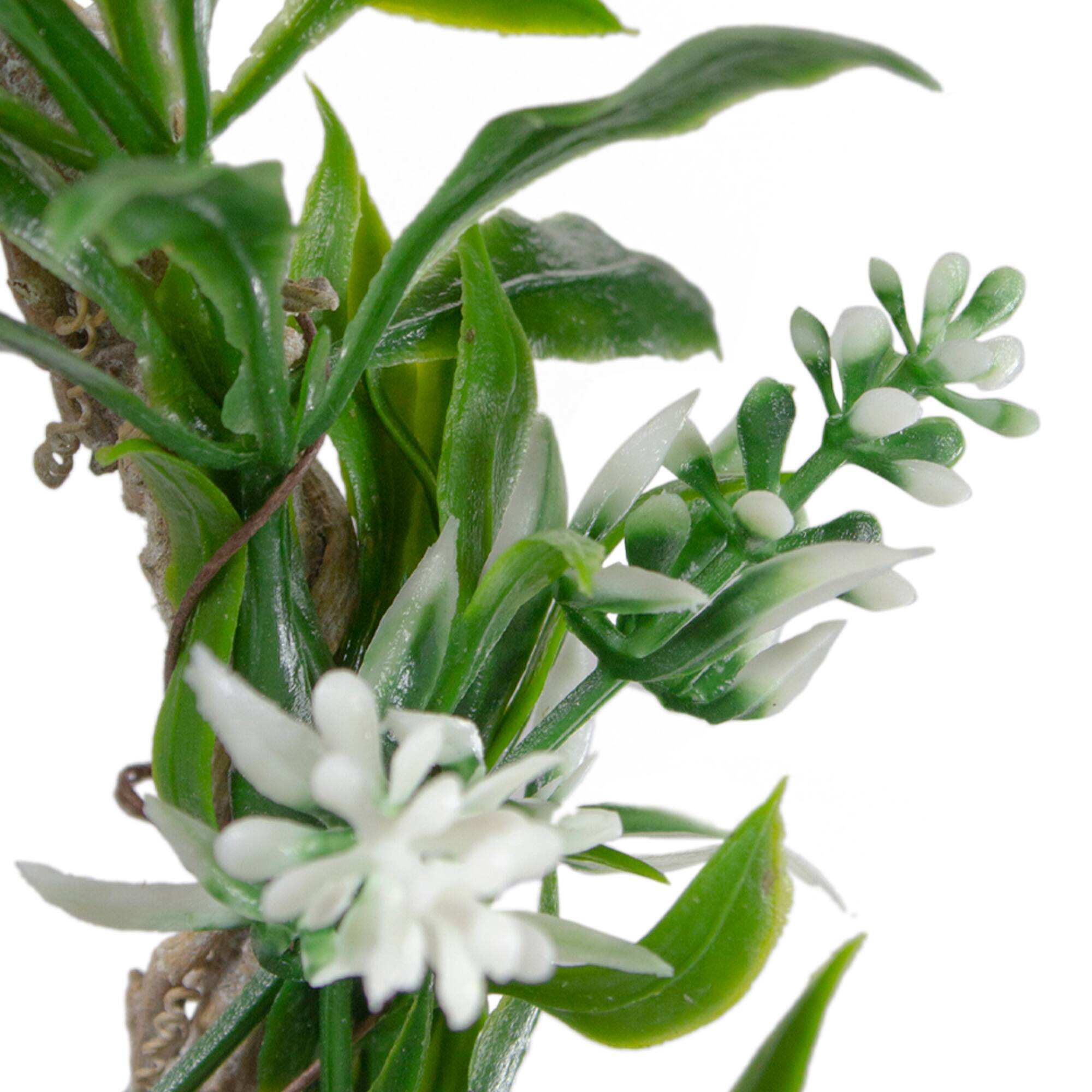 7" Mini White Floral & Foliage Spring Wreath