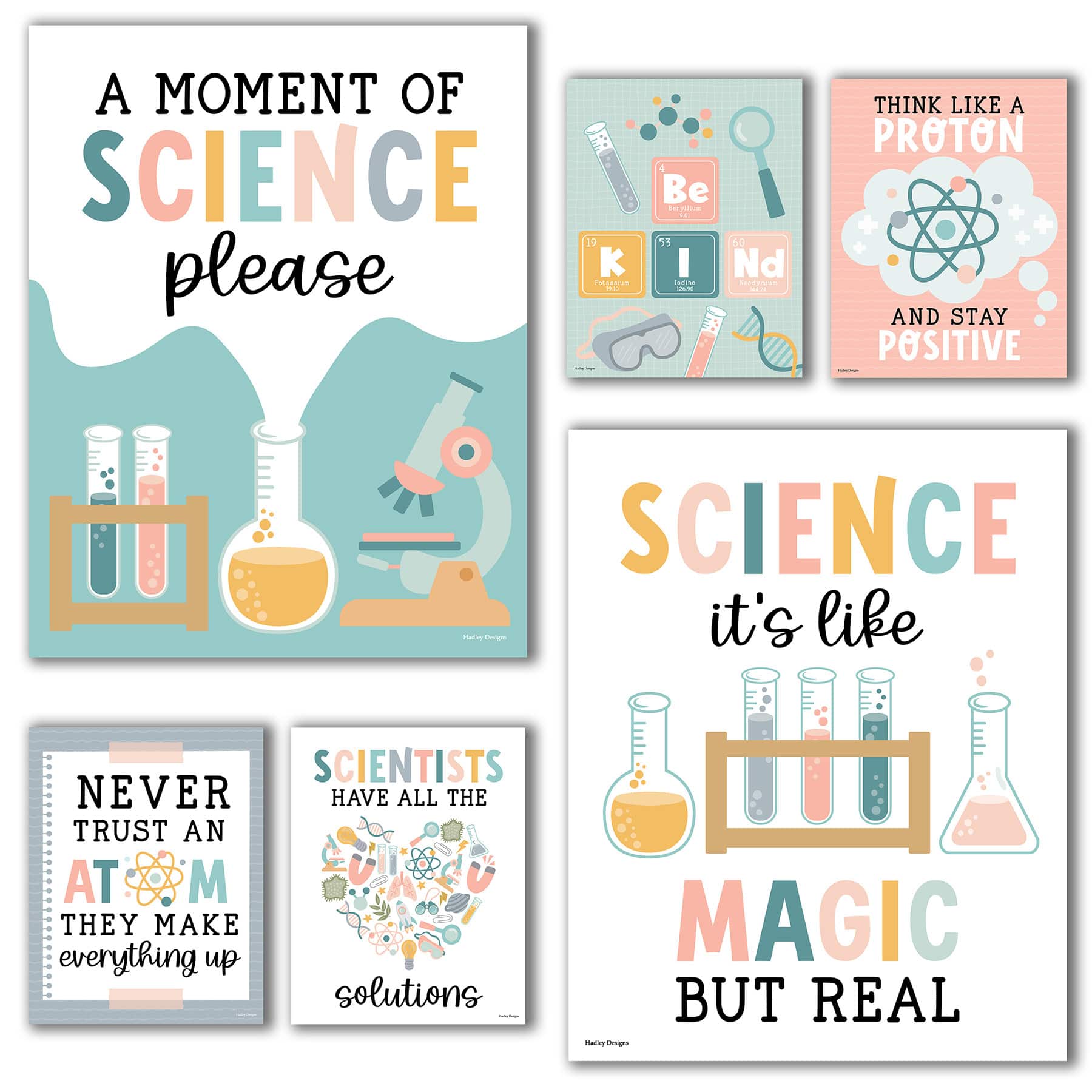 Hadley Designs 11" x 14" Boho Science Bulletin Board Classroom Décor Posters Set