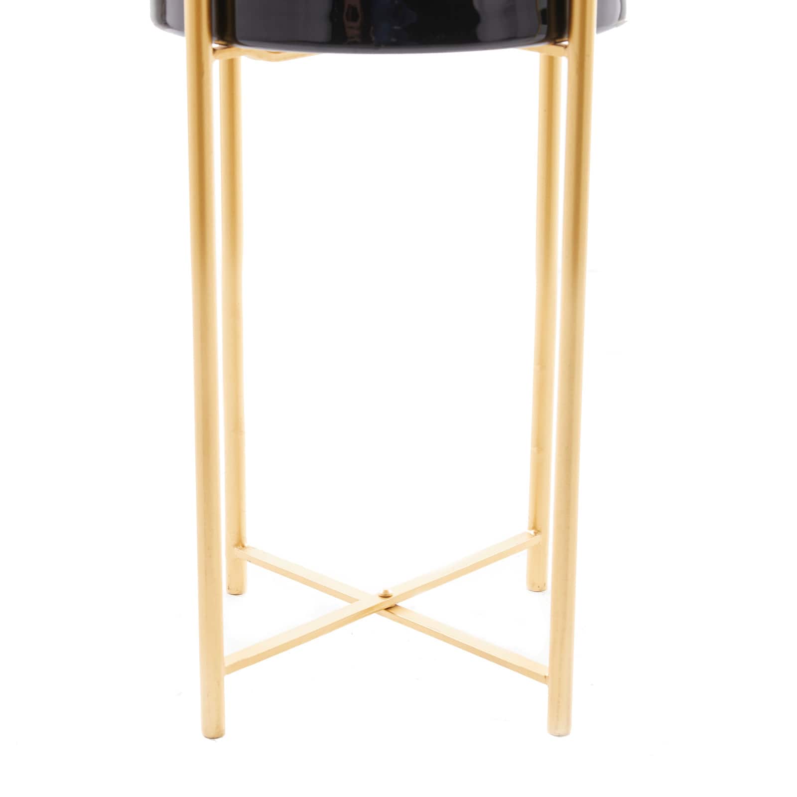 CosmoLiving by Cosmopolitan Set of 2 Black Iron Contemporary Planter, 24" x 10" x 10"