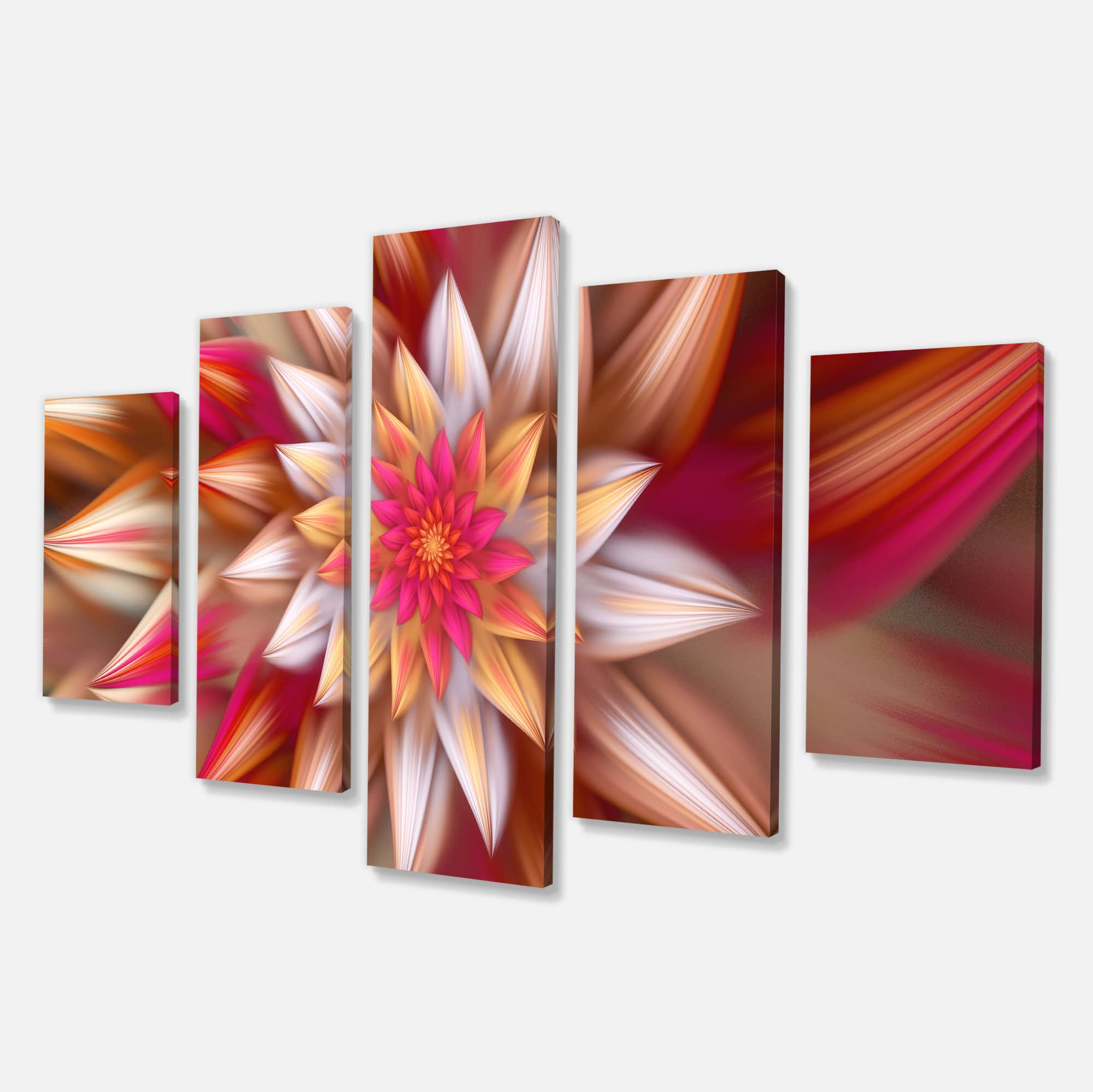 Designart - Huge Red Fractal Flower - Large Floral Canvas Art Print