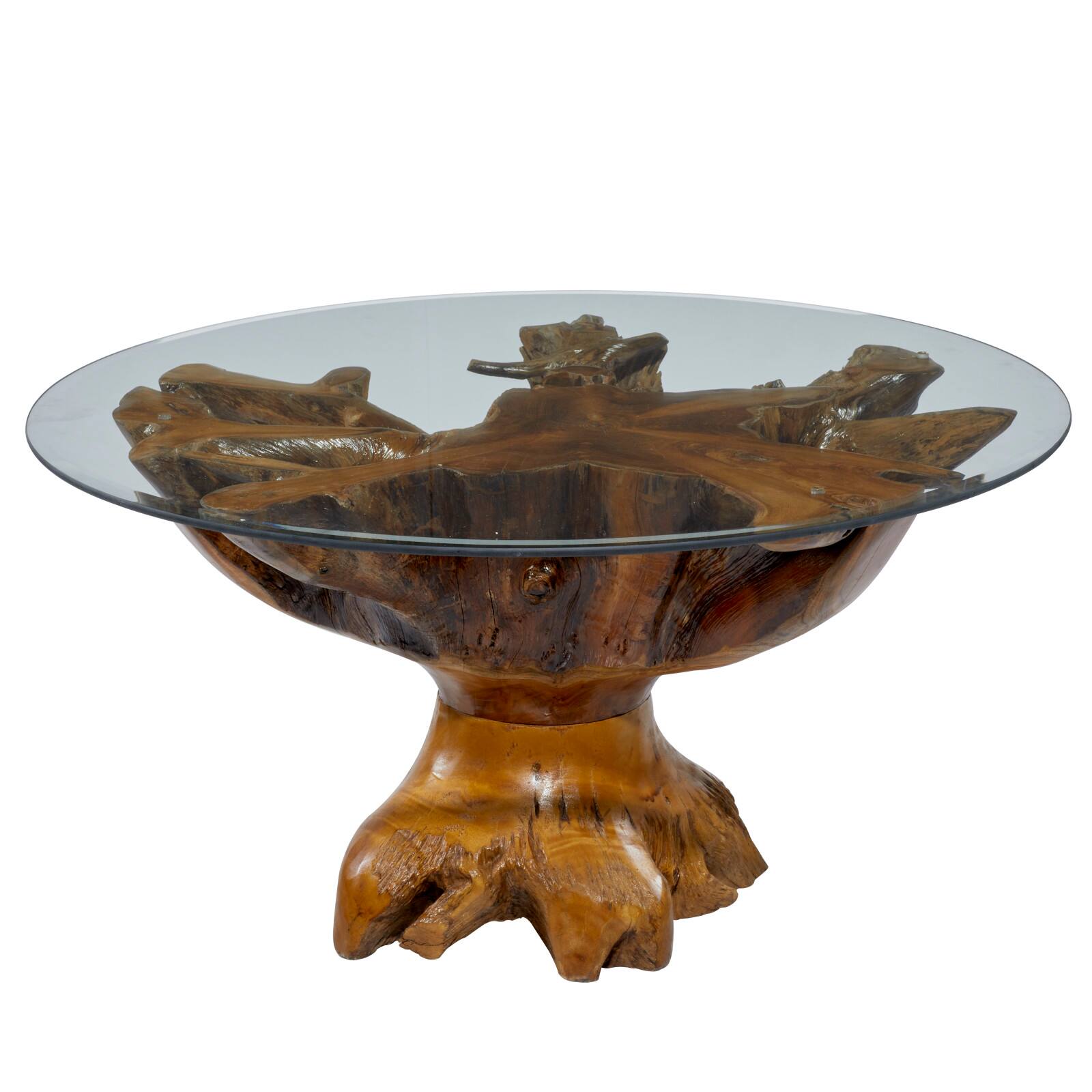 36" Brown Teak Wood Rustic Coffee Table