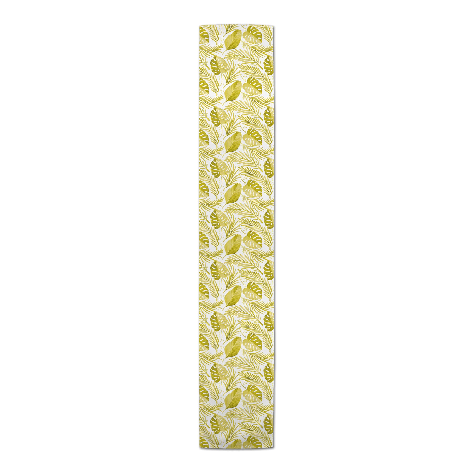 72'' Coastal Yellow Leaves Cotton Twill Table Runner