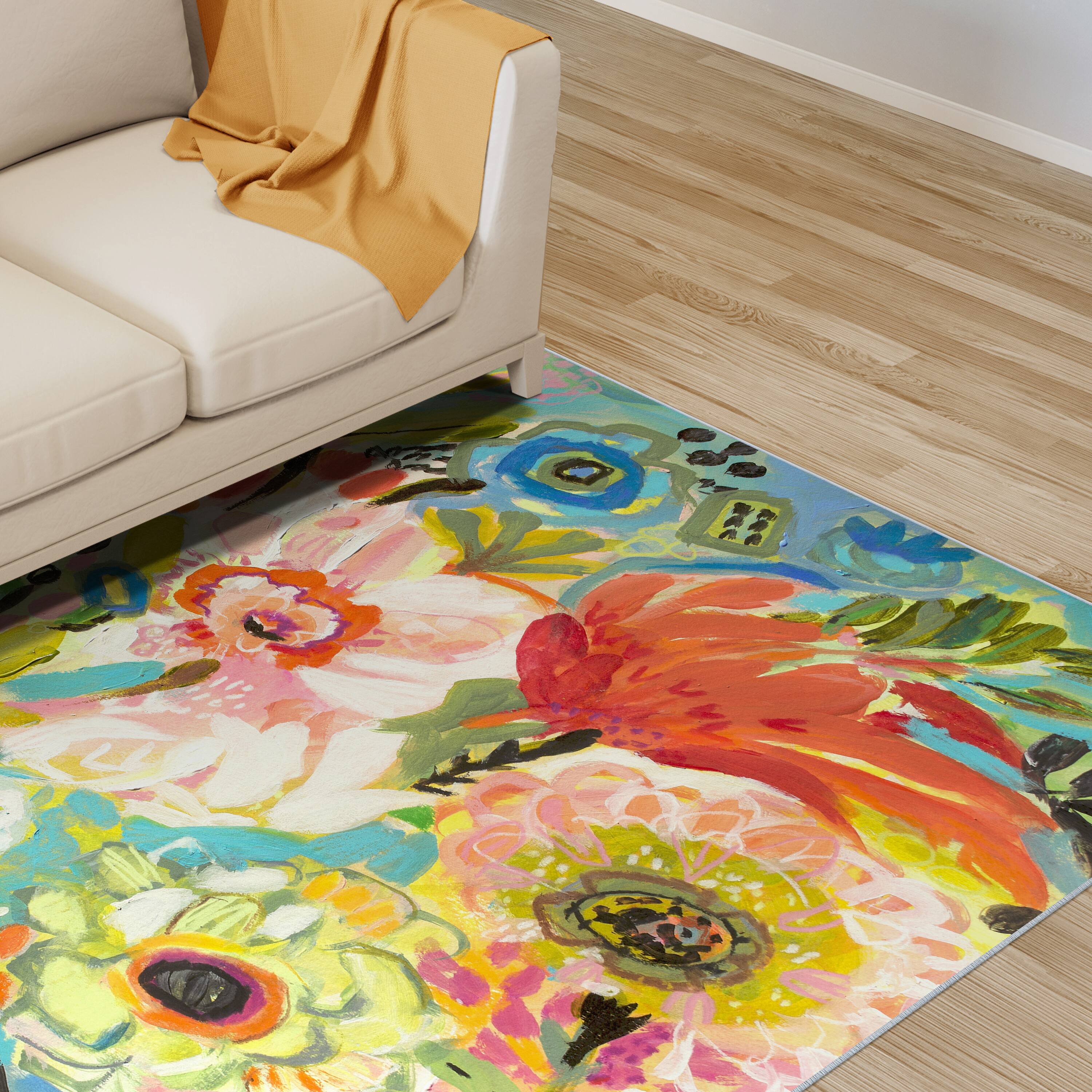 Empire Art Direct 5ft. x 7.5ft. Secret Garden Floral III B Tapis D'Art Washable Area Rug