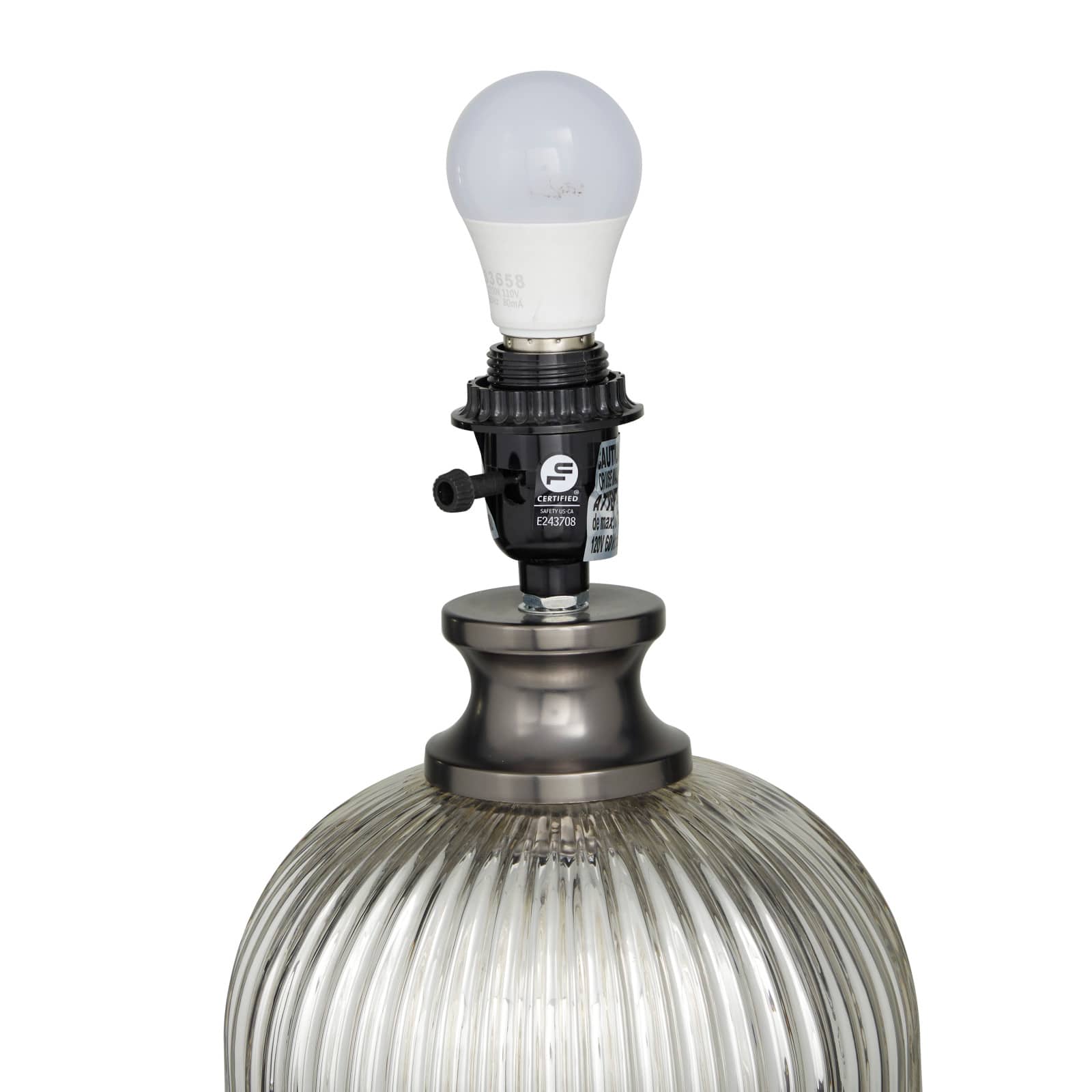 Grey Glass Modern Accent Lamp, 16" x 16" x 27"