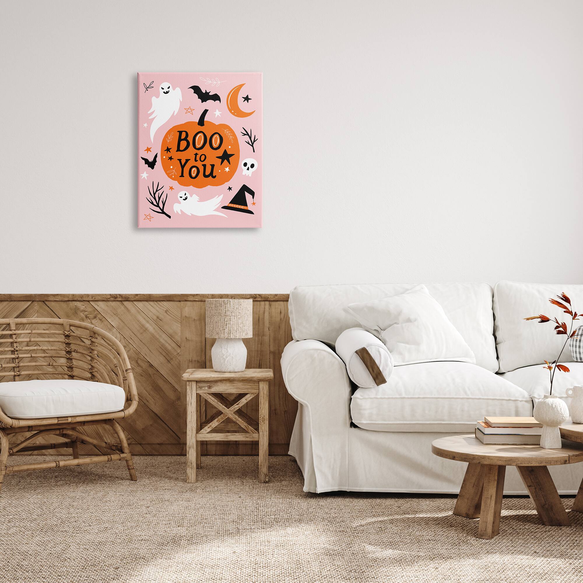 Stupell Industries Boo to You Halloween Elements Canvas Wall Art