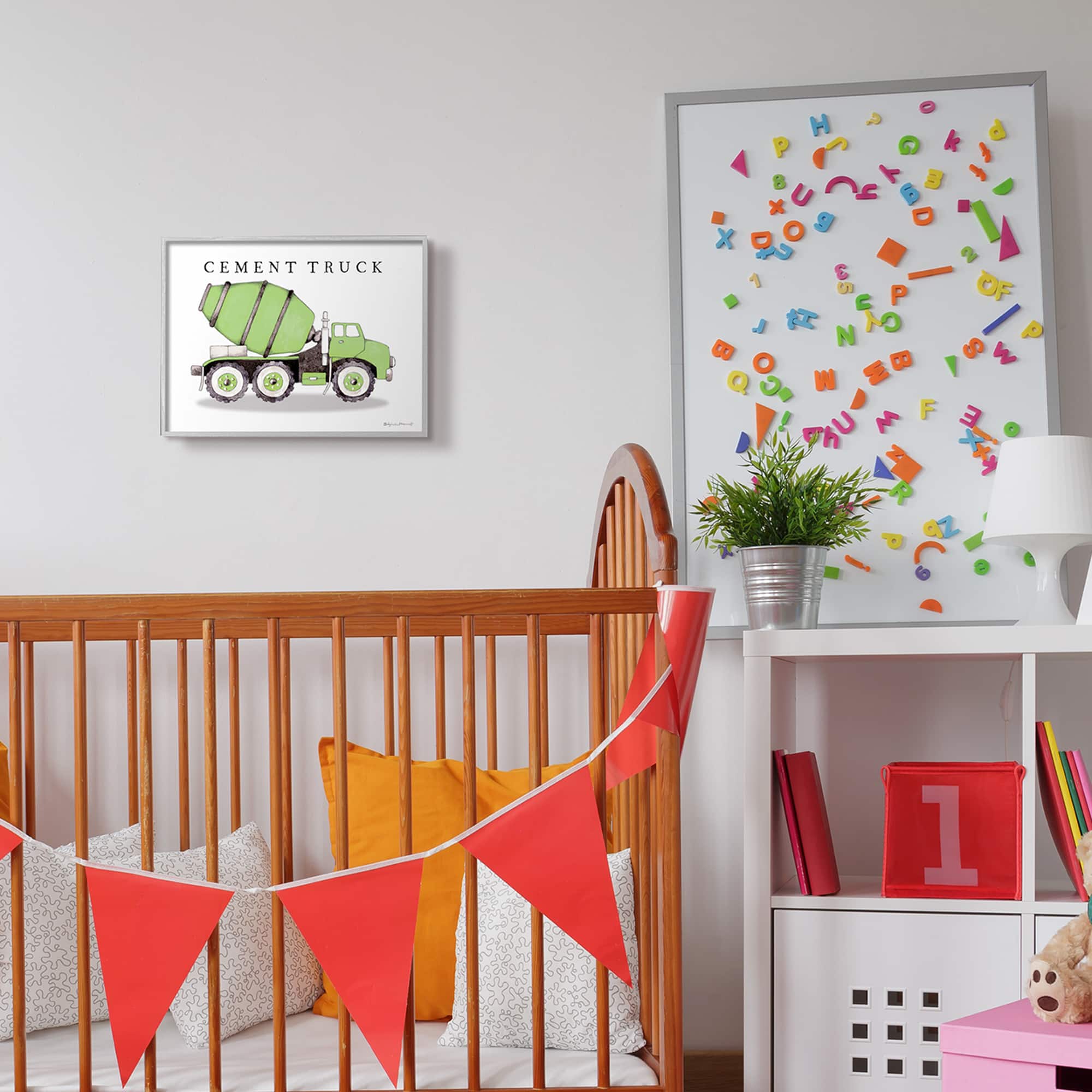 Stupell Industries Green Cement Truck Gray Framed Wall Art