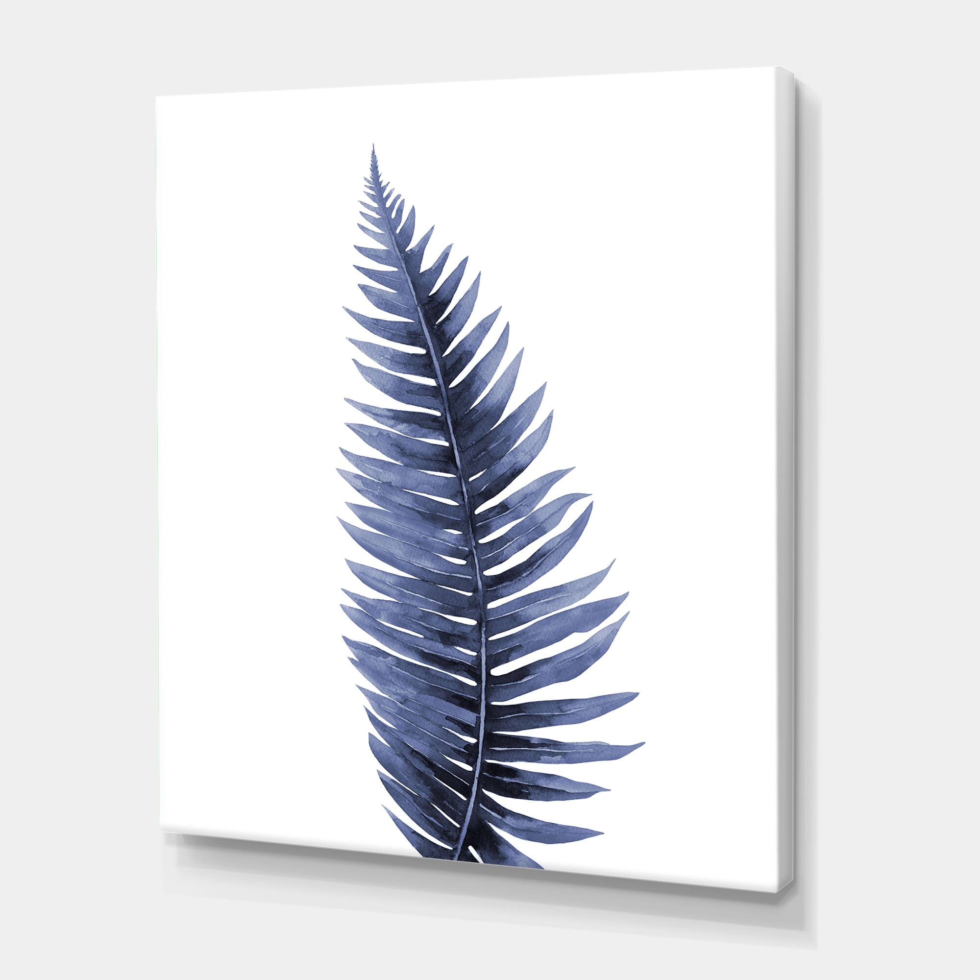 Designart - Tropical Blue Watercolour Leaves II - Bohemian & Eclectic Canvas Wall Art Print