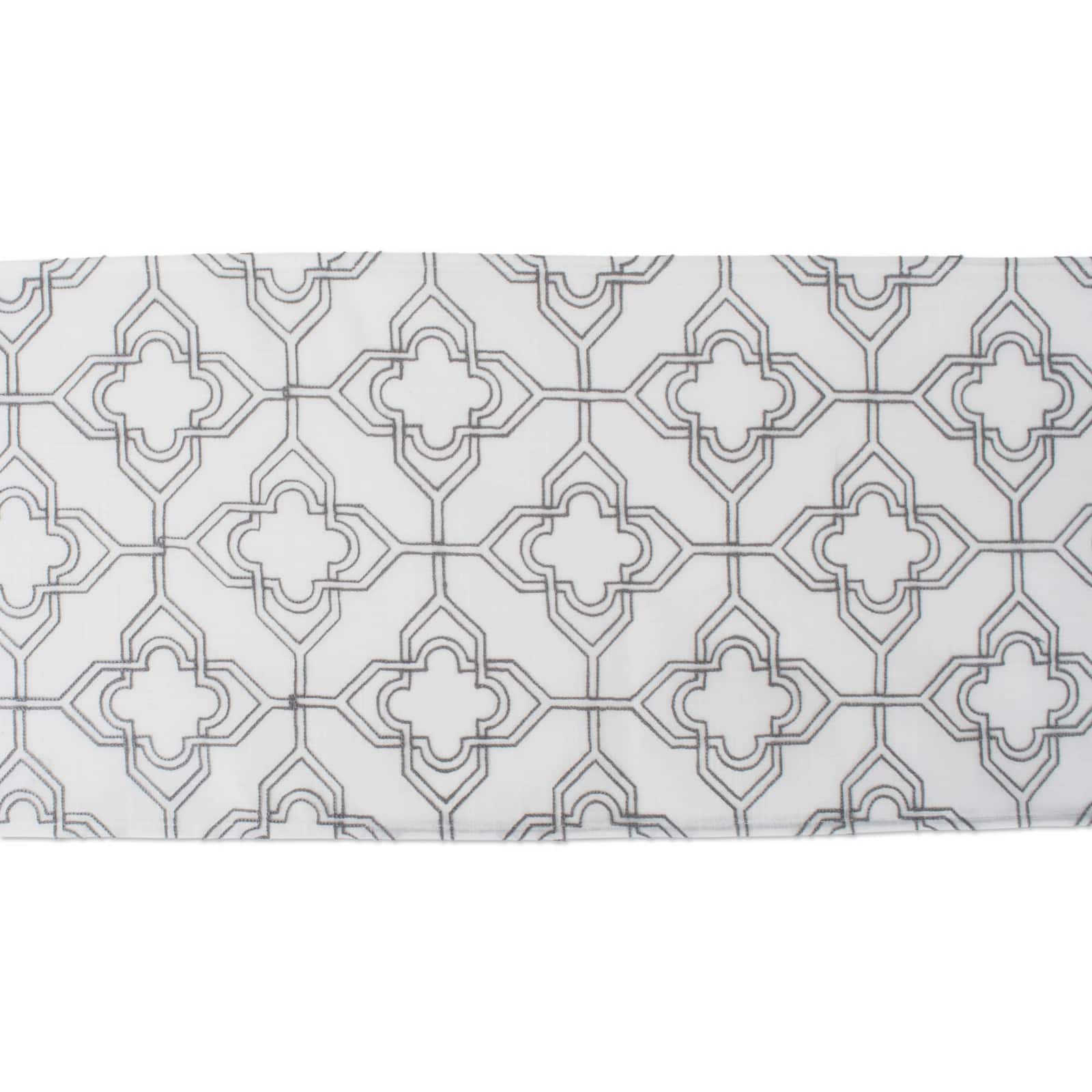Off White Base Embroidered Lattice Table Runner