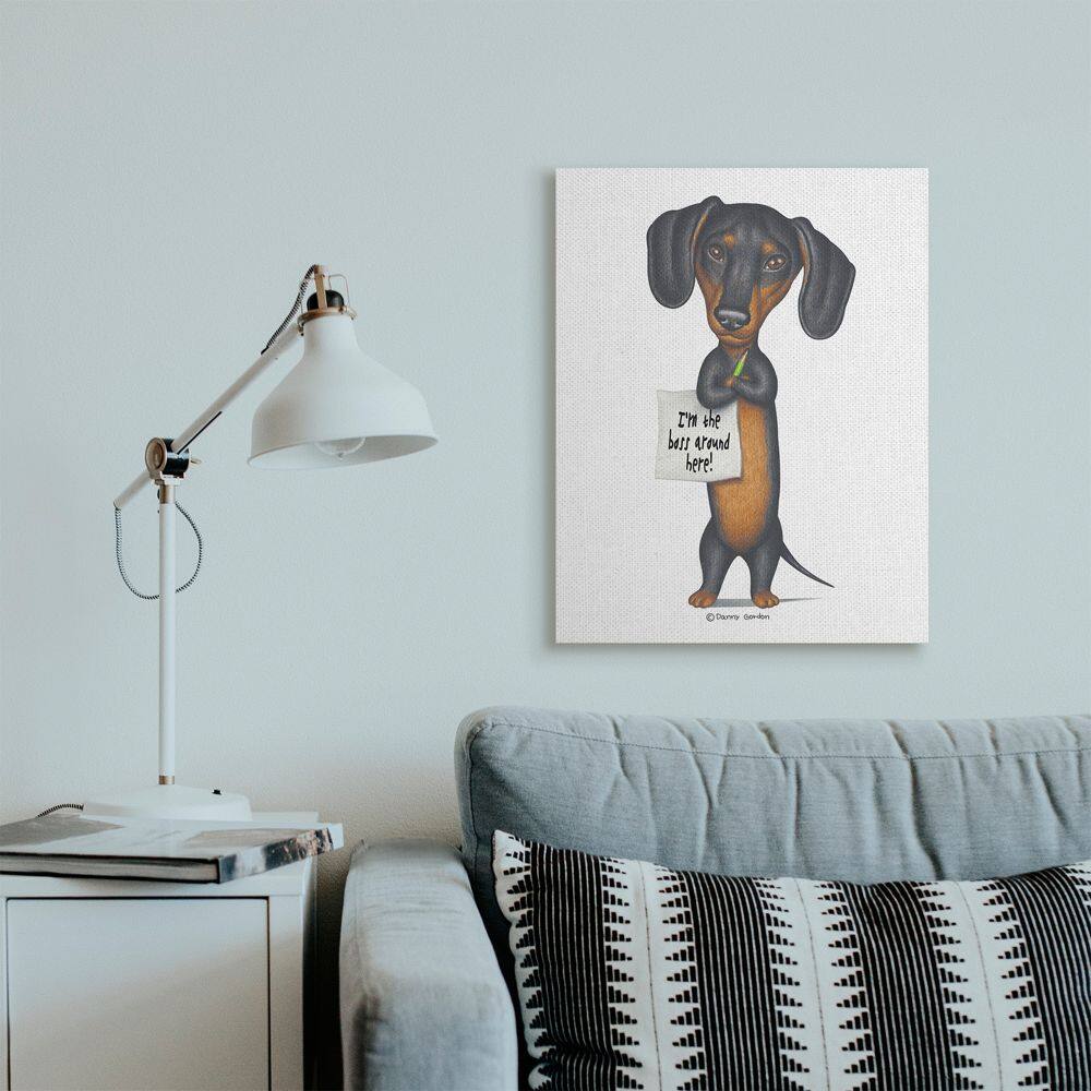Stupell Industries Dachshund 'I'm The Boss' Fun Family Pet Phrase Canvas Wall Art