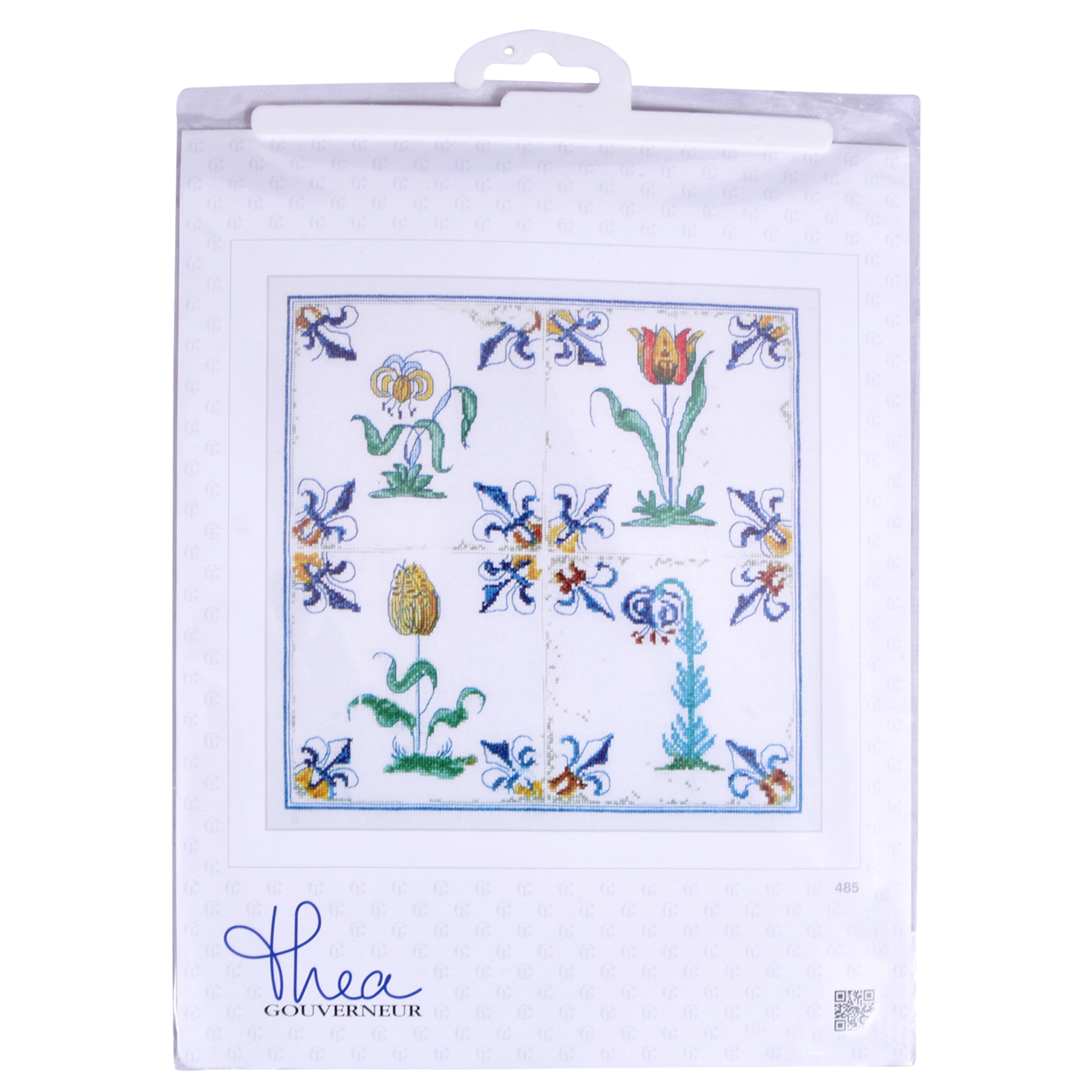 Thea Gouverneur Since 1959® Delft Blue Tulips Counted Cross Stitch Kit 