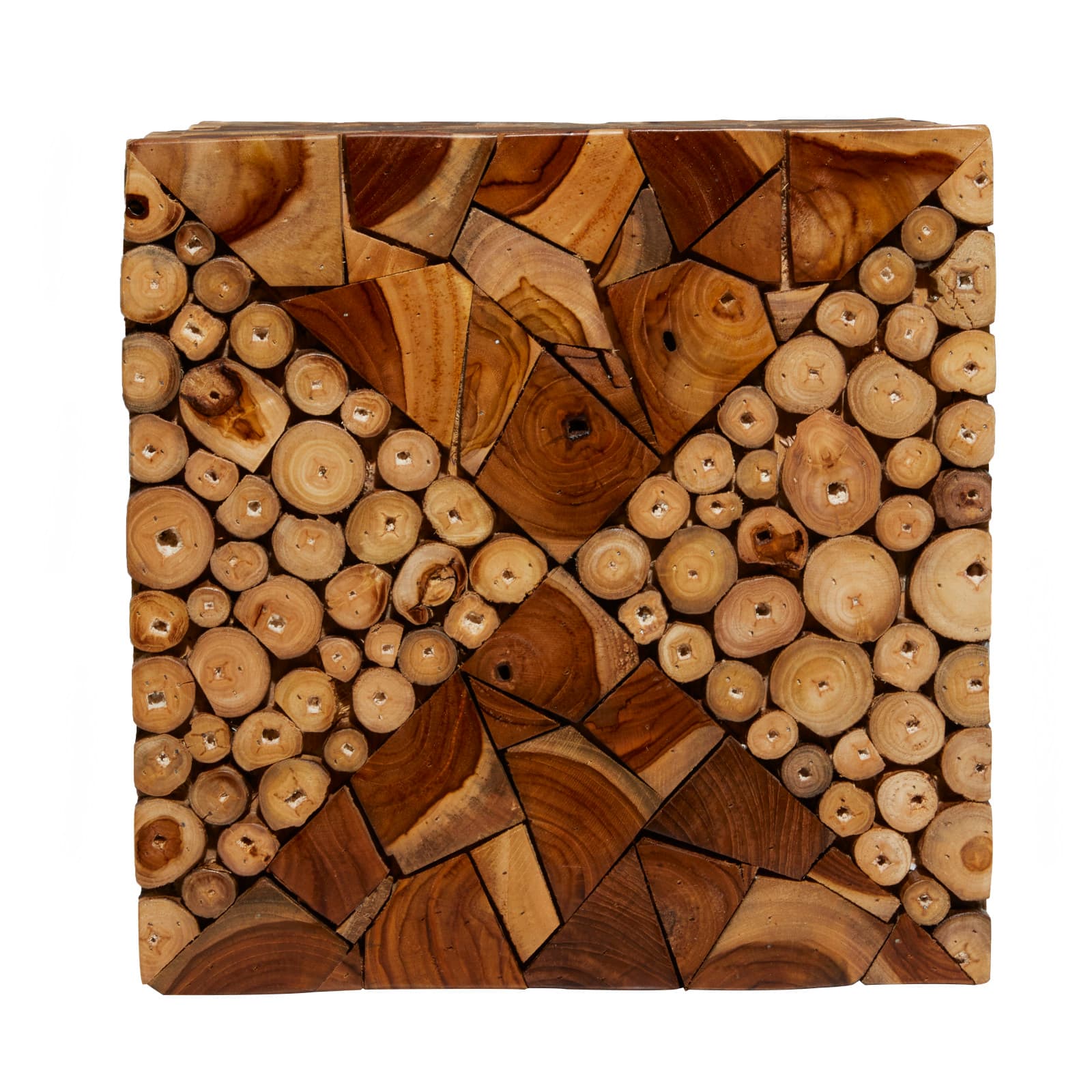 18" Brown Teak Contemporary Stool