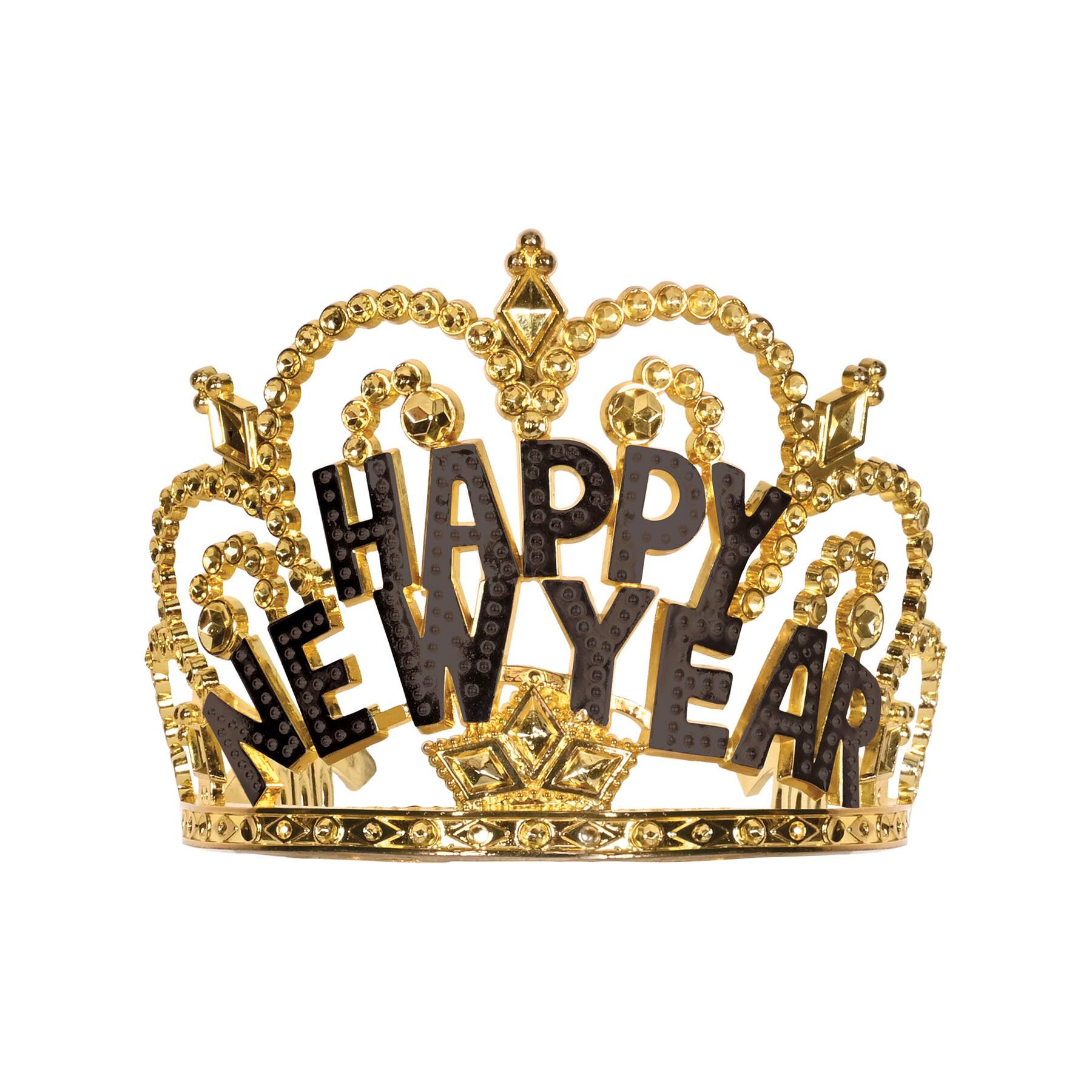 Beistle Gold & Black Plastic Happy New Year Tiaras, 2ct.