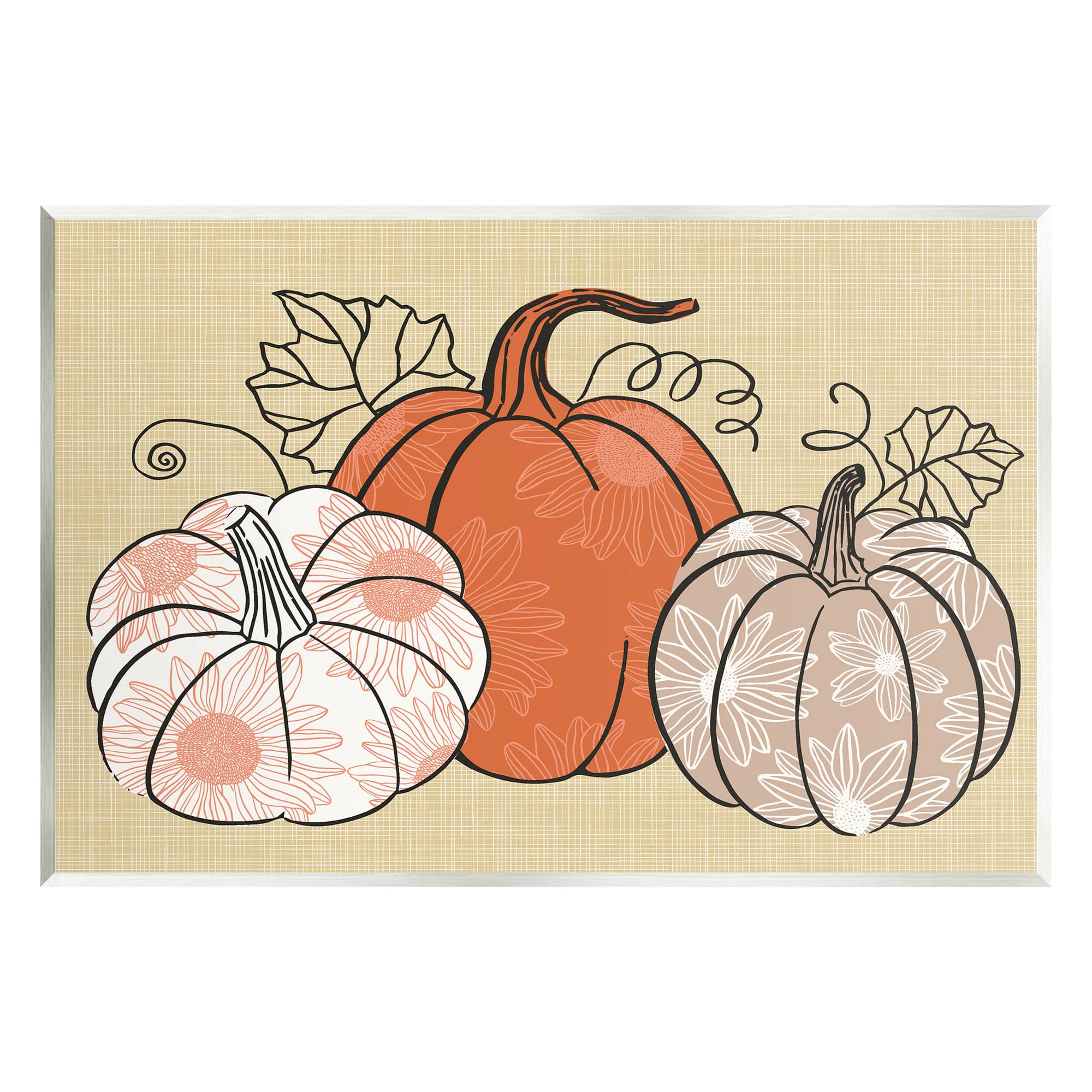 Stupell Industries Autumnal Pumpkins Sunflower Pattern Wall Plaque Art