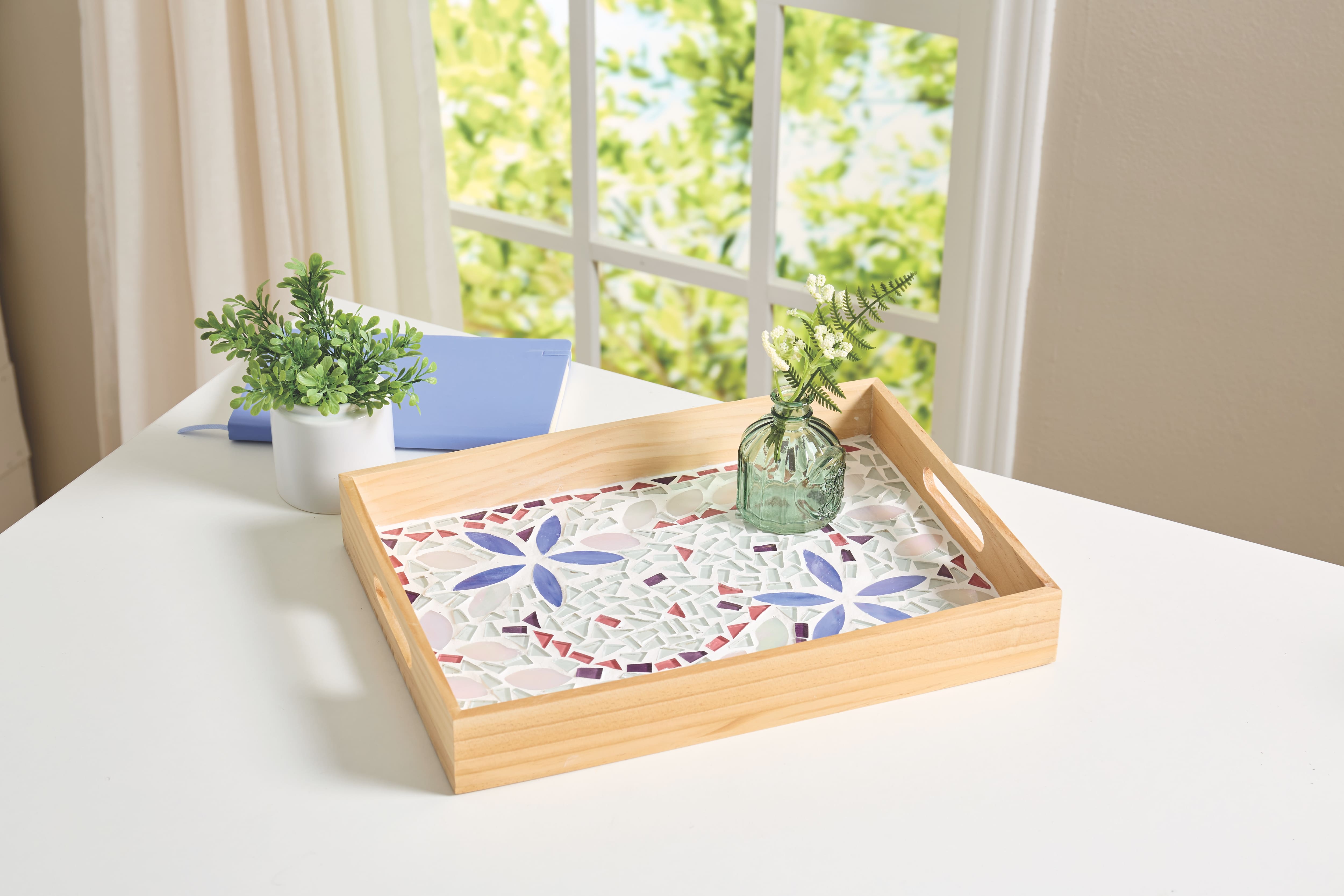 14" Purple Flower Rectangle Tray Mosaic Kit by Make Market®