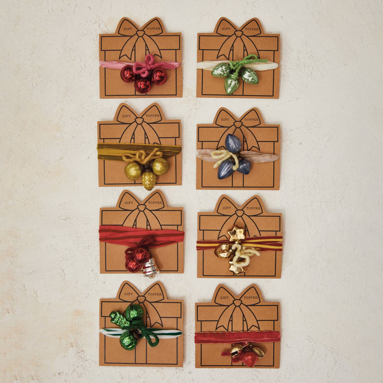 Hello Honey® Glass Ornament & Metal Bell Cluster Gift Topper Set with Ribbon Wrap