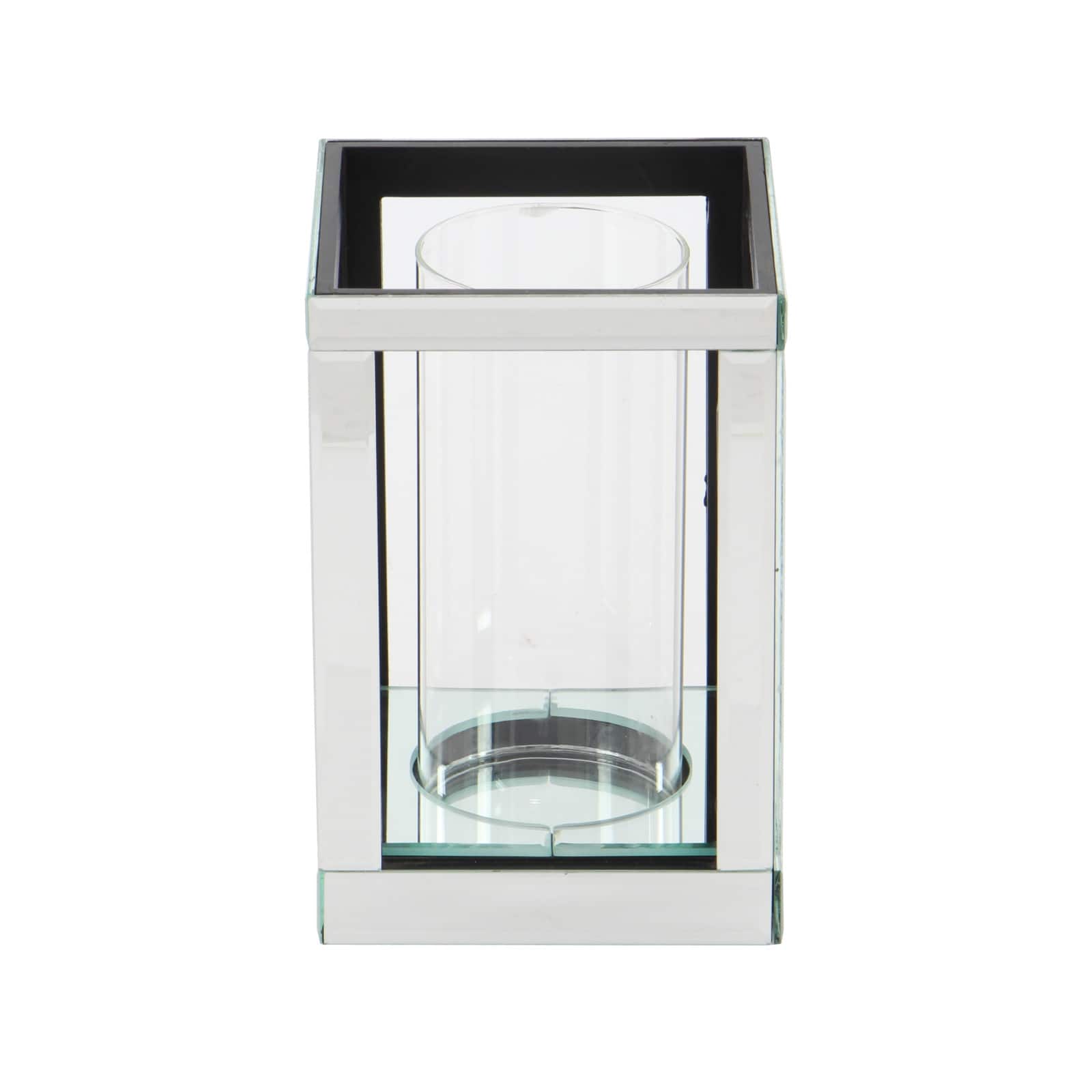 10" Silver Glass Glam Candle Holder