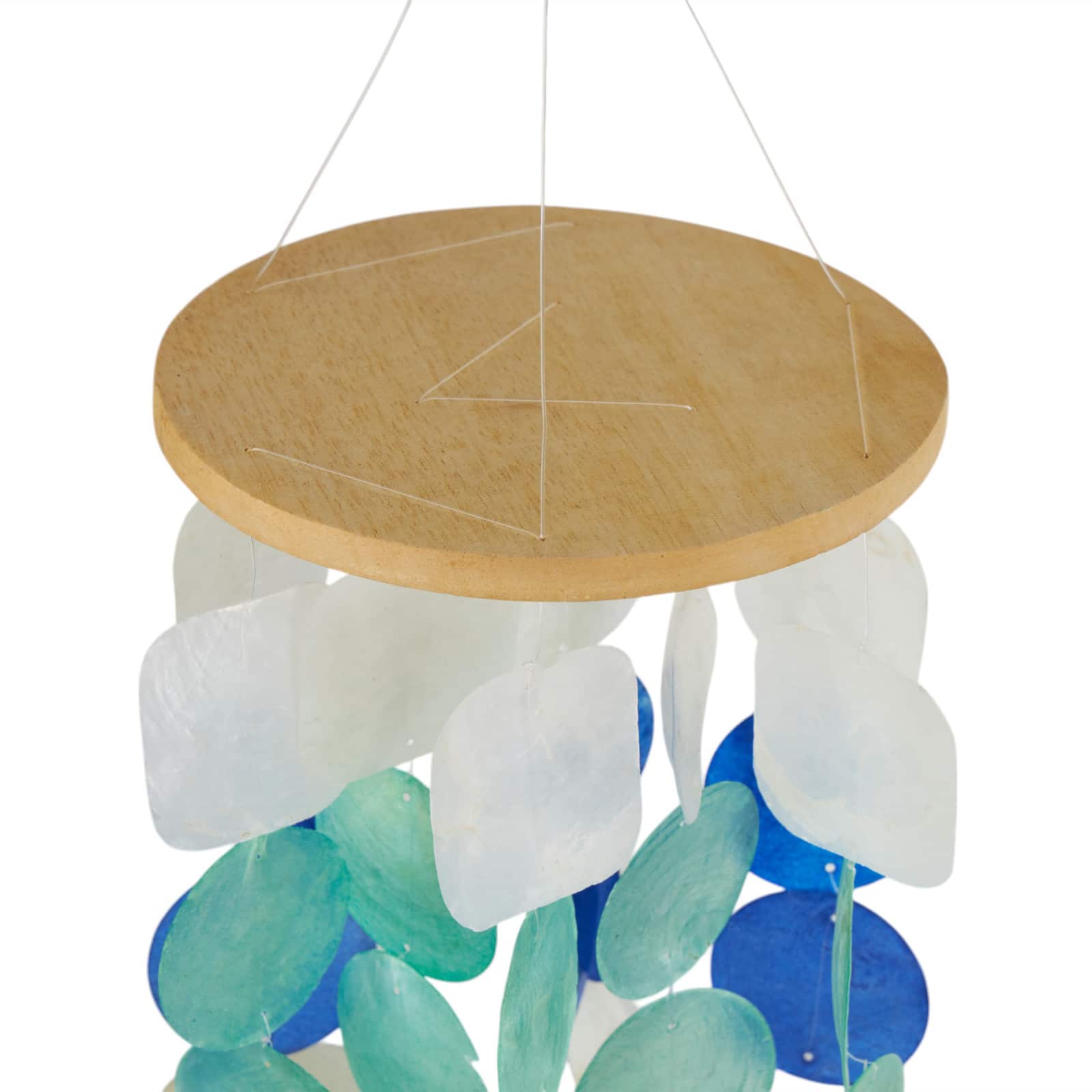 22" White Capiz Shell Waterfall Indoor Outdoor Windchime Accents