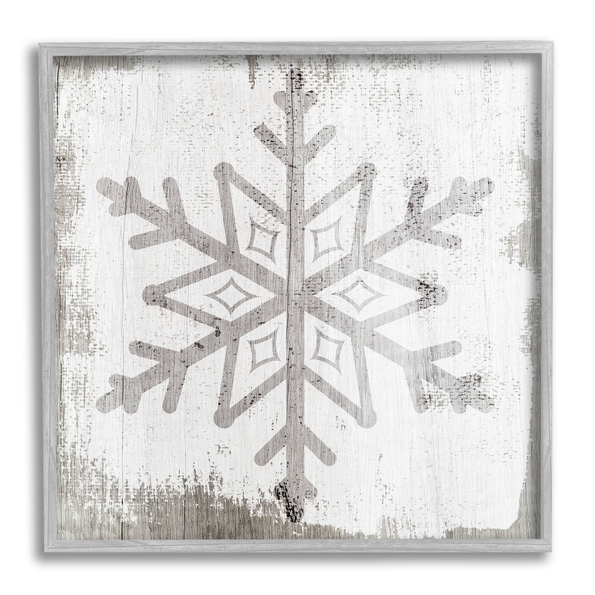 Stupell Industries Rustic Winter Snowflake Shape Framed Giclee Art