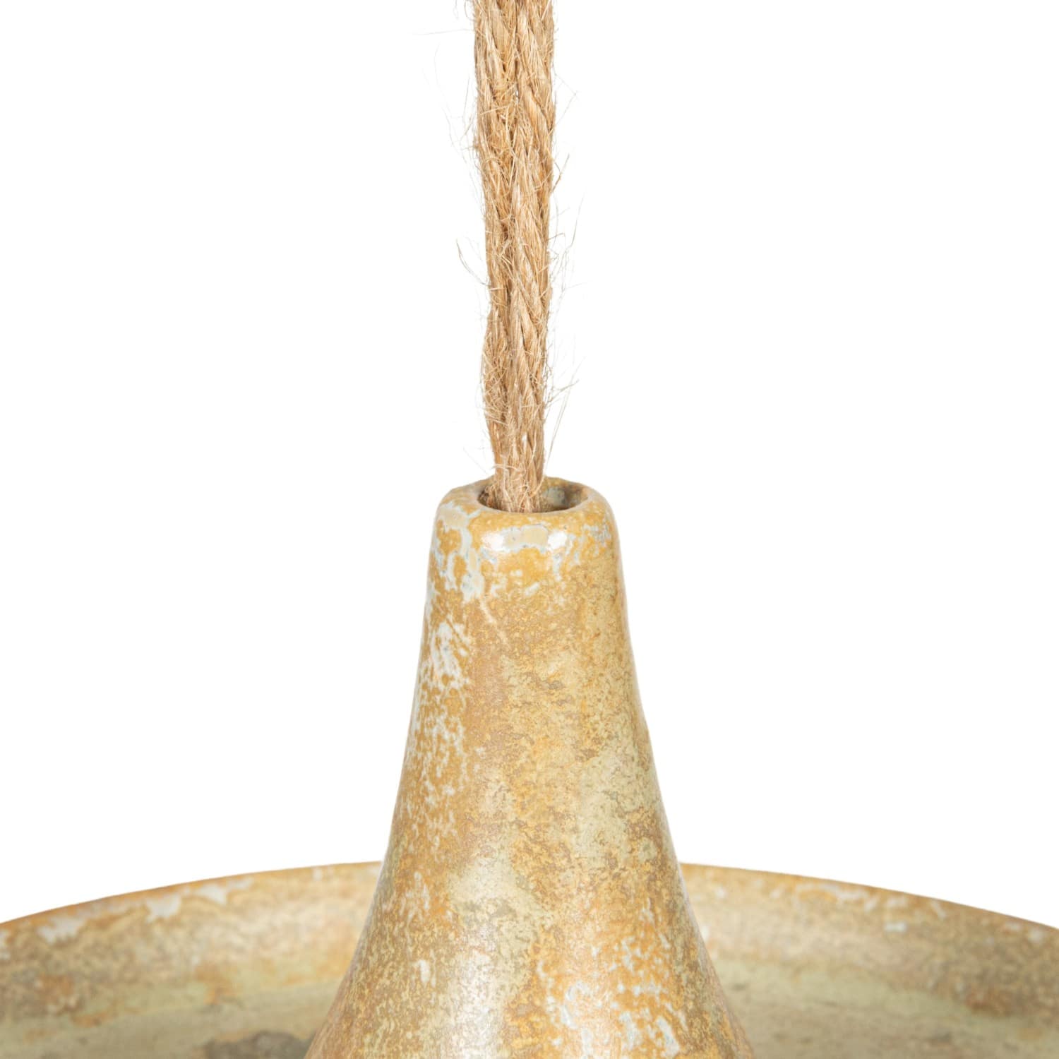 Hello Honey® 6.75" Tan Stoneware Bird Feeder with Jute Hanger