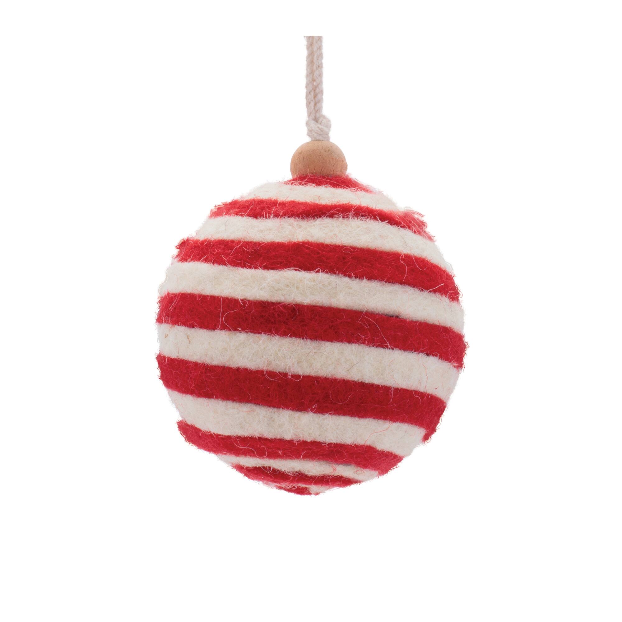 Melrose Red & White Glitter Ball Ornaments Set