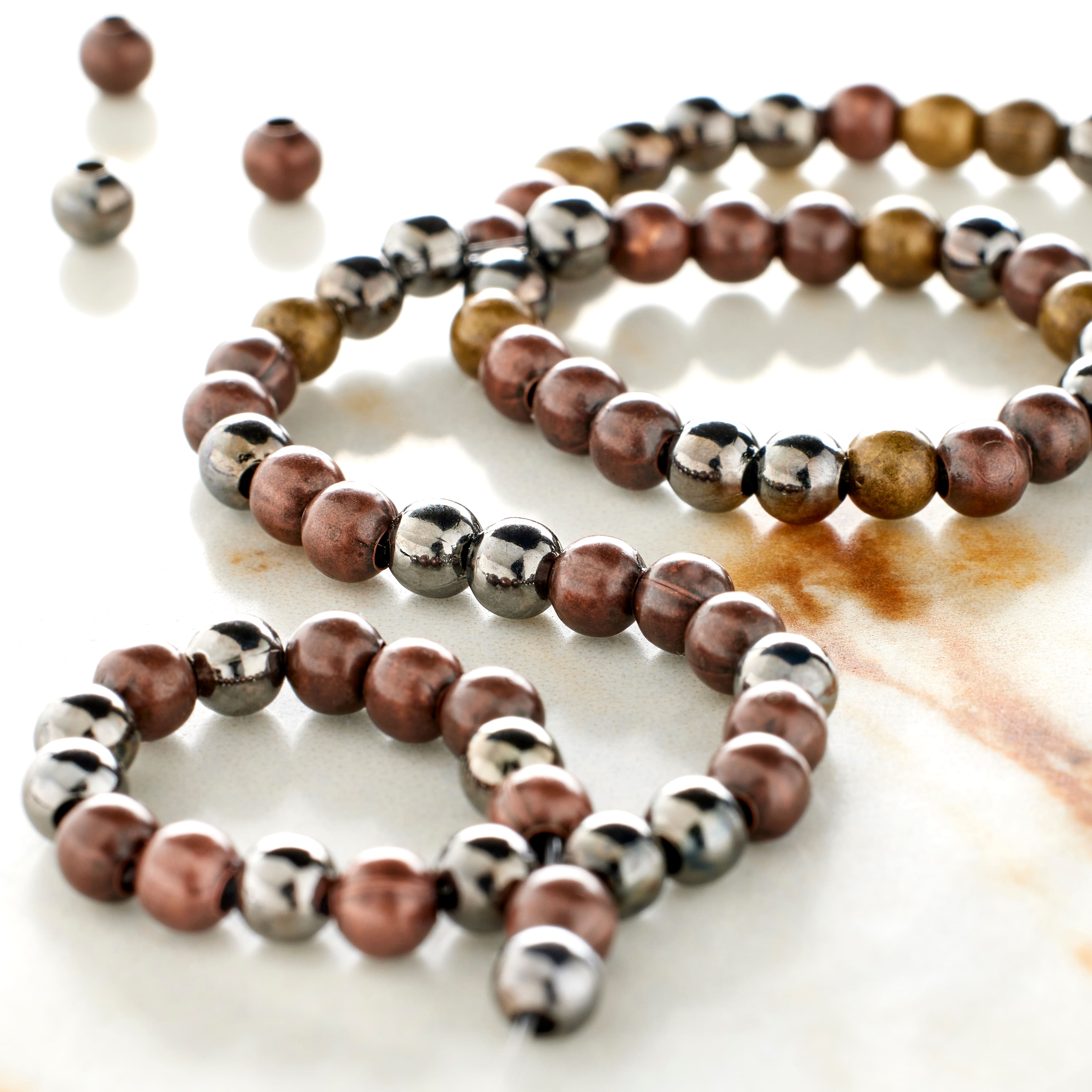 12 Pack: Metallic Mix Metal Round Beads, 3.5mm by Bead Landing™
