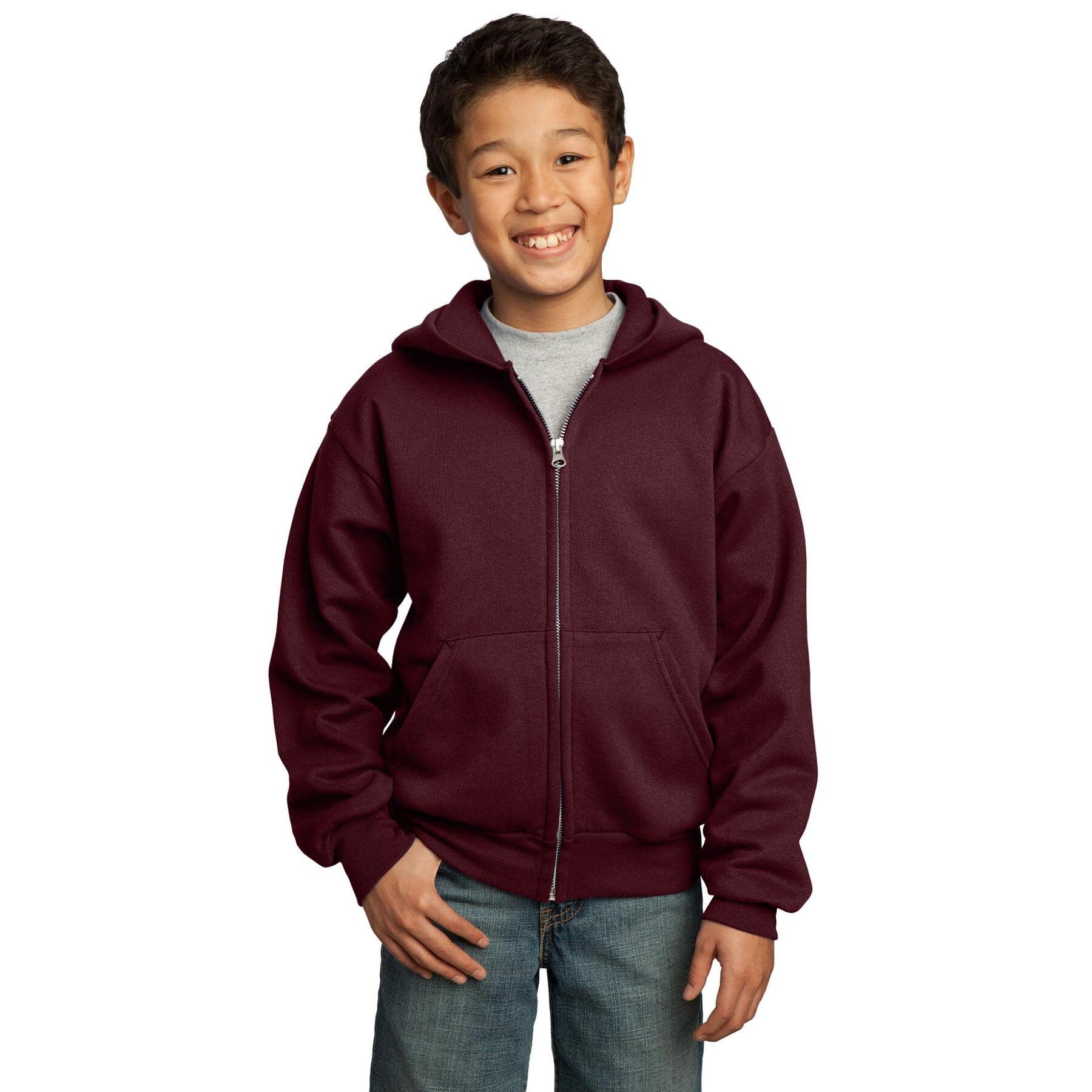Port & Company® Youth Core Fleece Full-Zip Hooded Sweatshirt