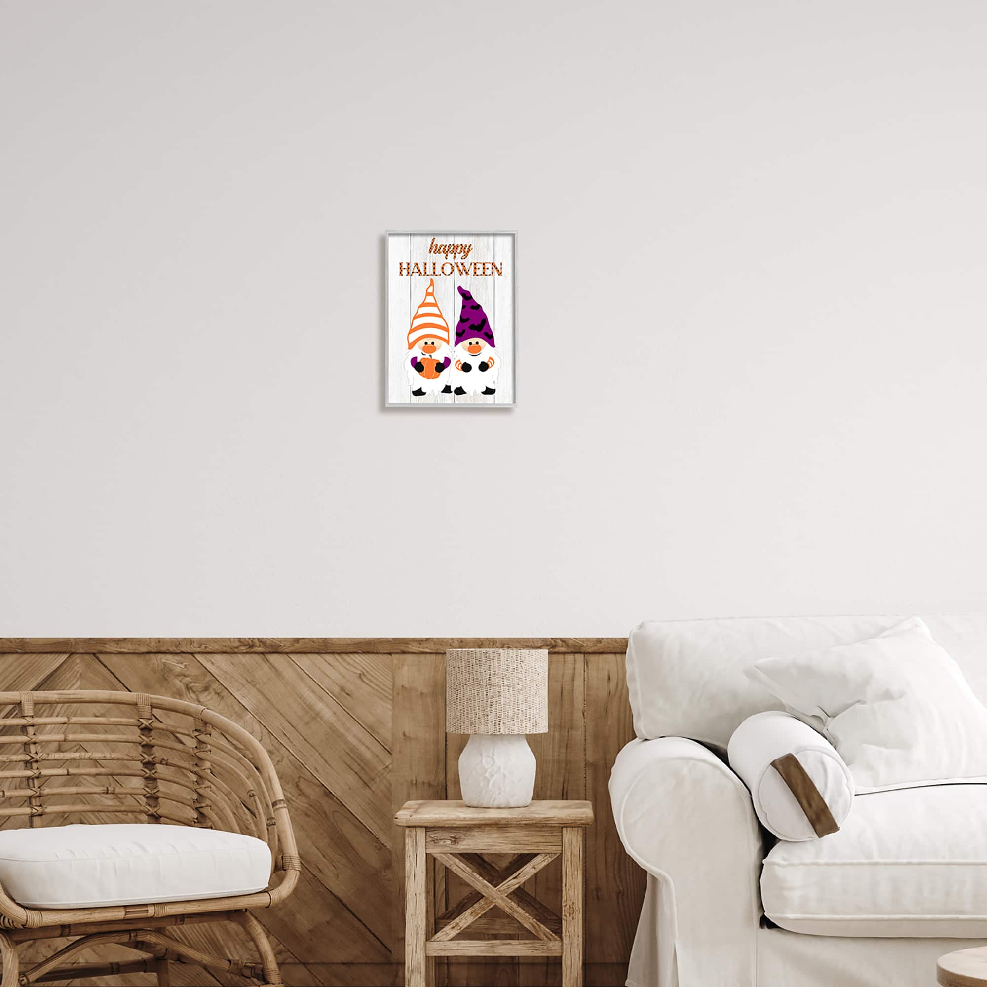 Stupell Industries Happy Halloween Seasonal Gnomes Framed Giclee Art