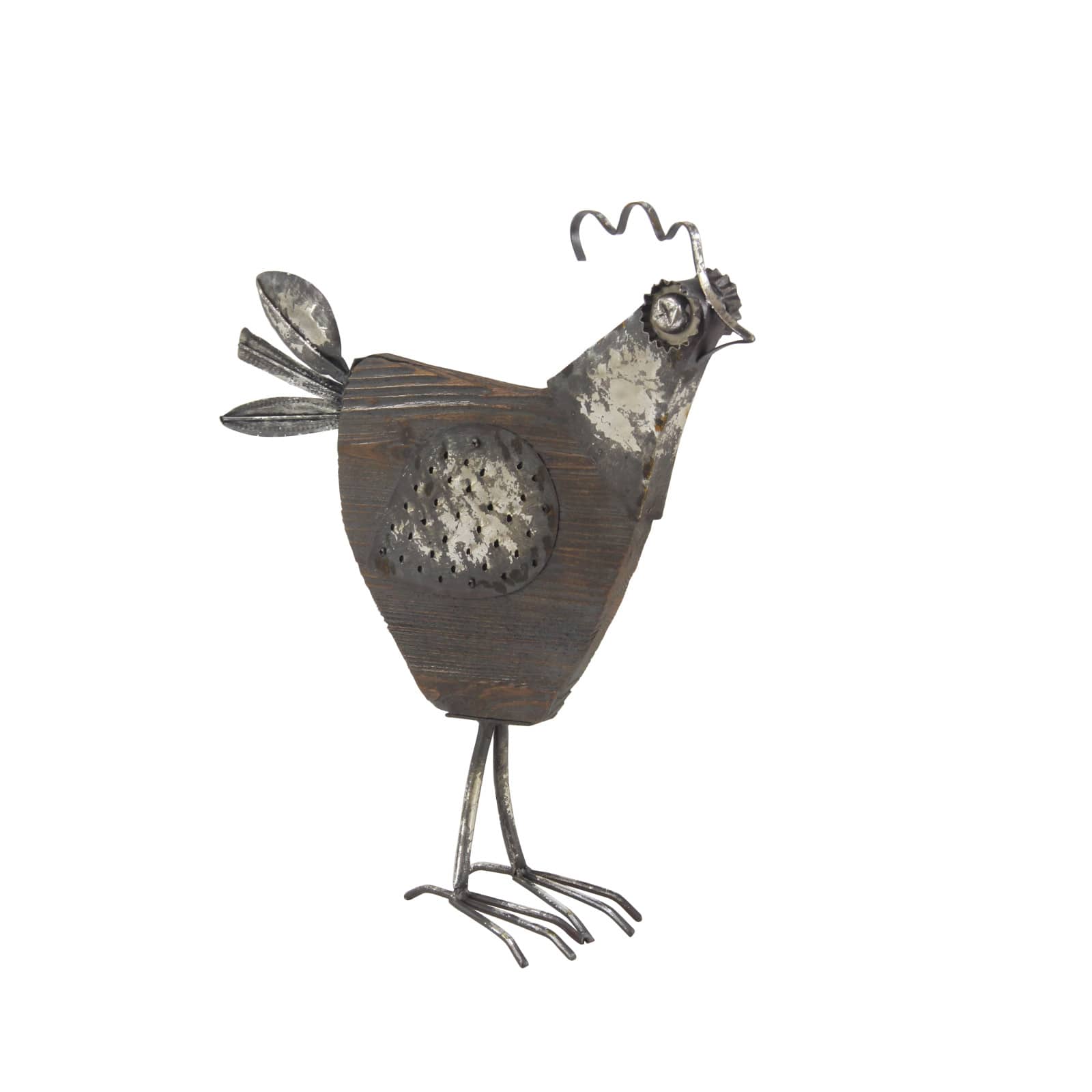 19" Black Wood Farmhouse Rooster Garden Sculpture