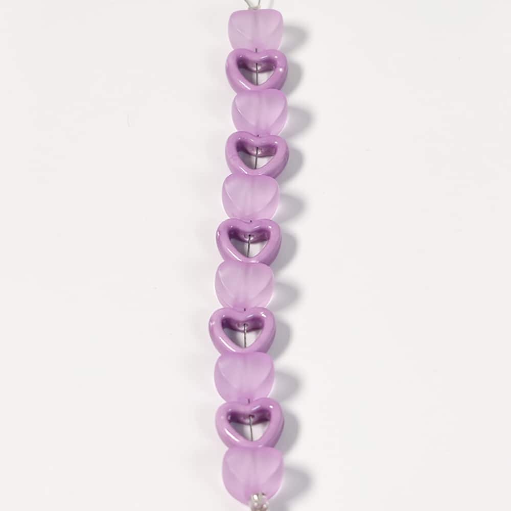 Jesse James Beads 14mm Purple Acrylic & Ceramic Heart Beads