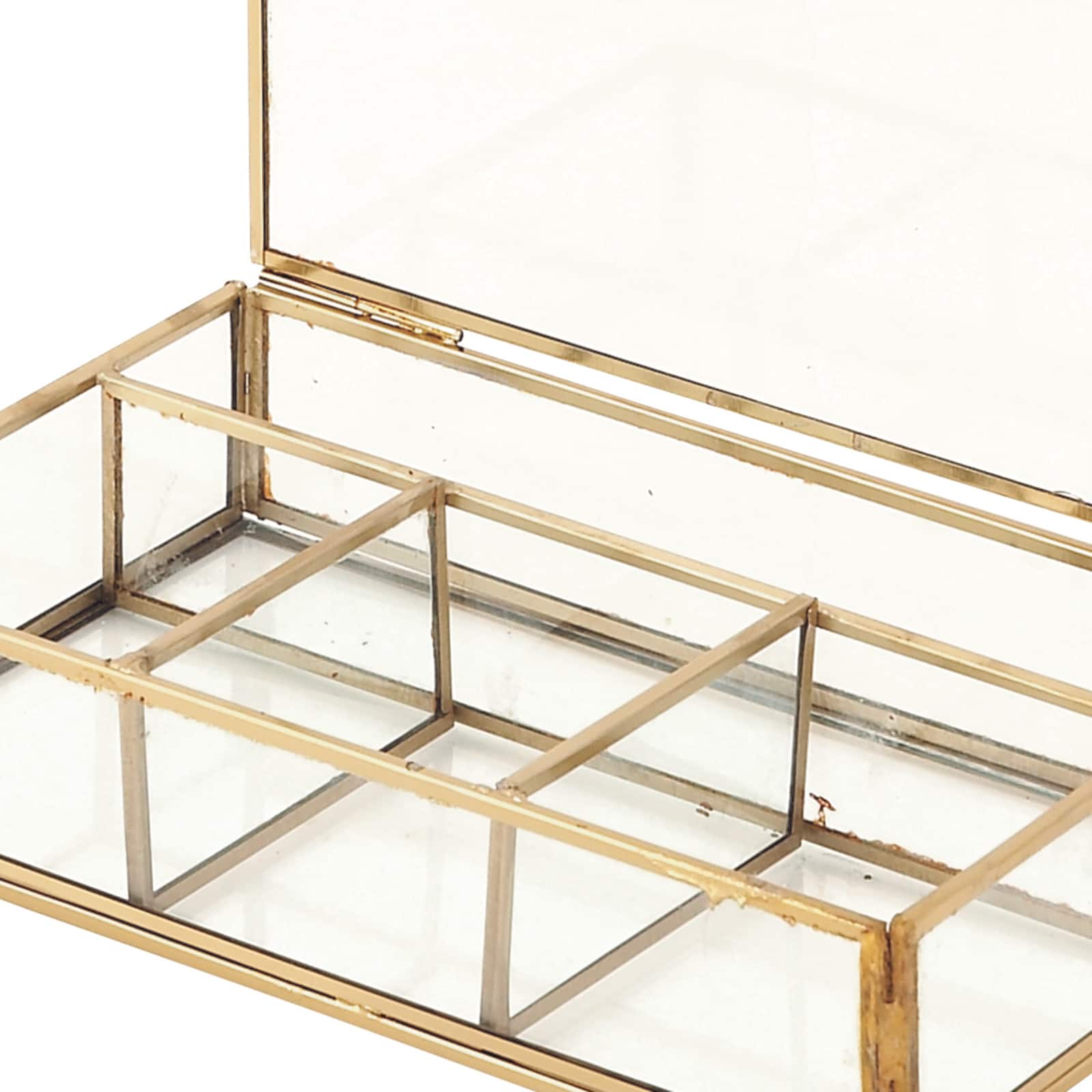 Rectangular Metal & Glass Jewelry Box