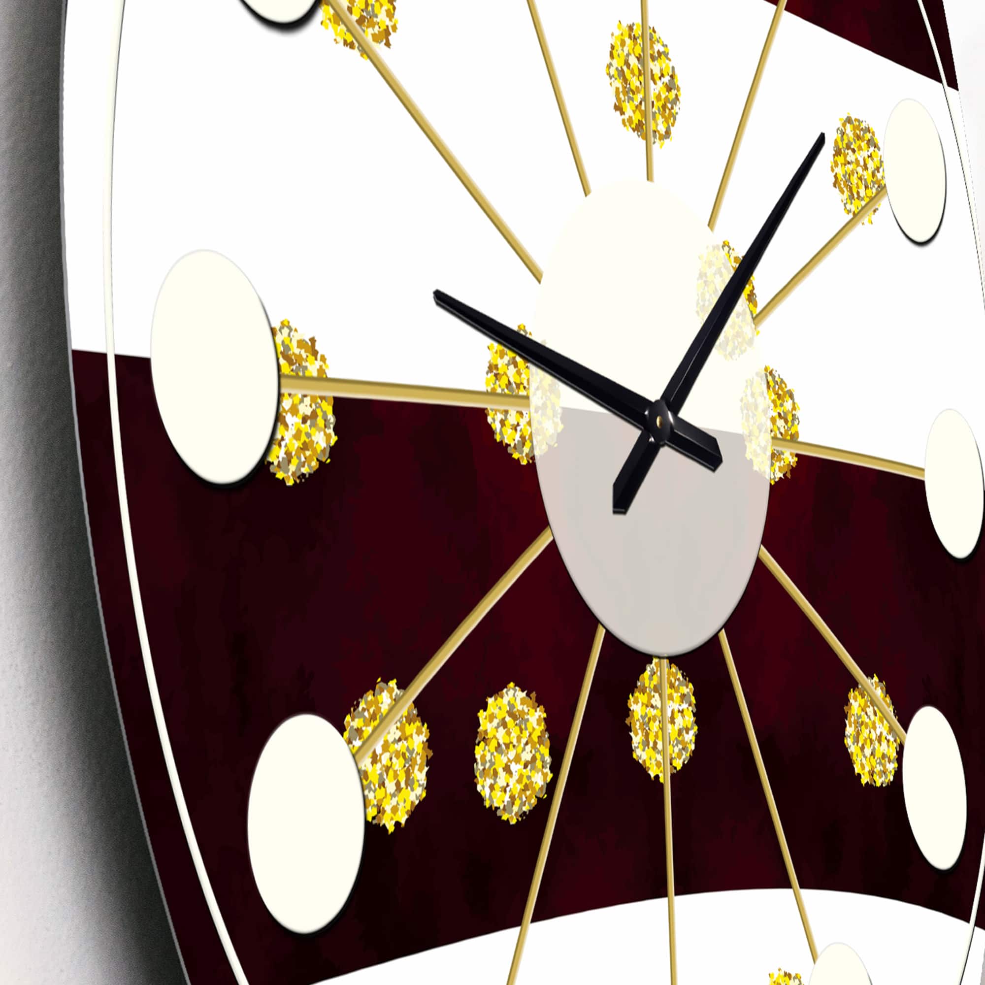 Designart 'Gold Polka Dot Pattern I Mid-Century Modern Wall Clock