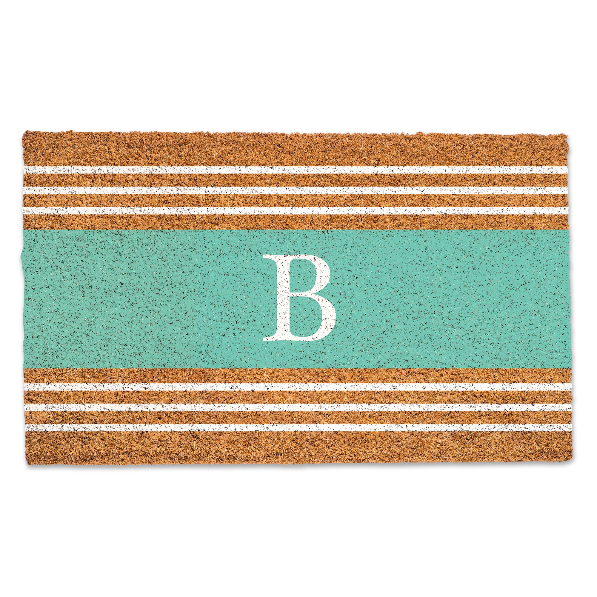 Teal Monogram Stripe Doormat