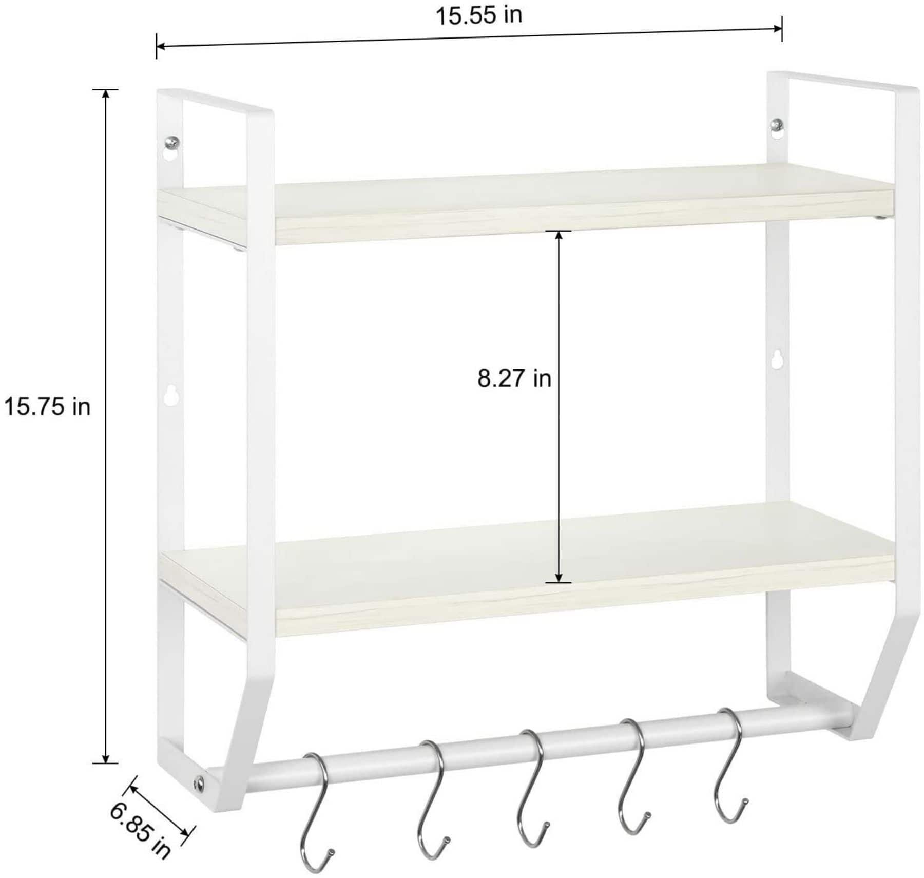 2-Layer Wall Mounted Rustic Shelves with Iron Towel Bar