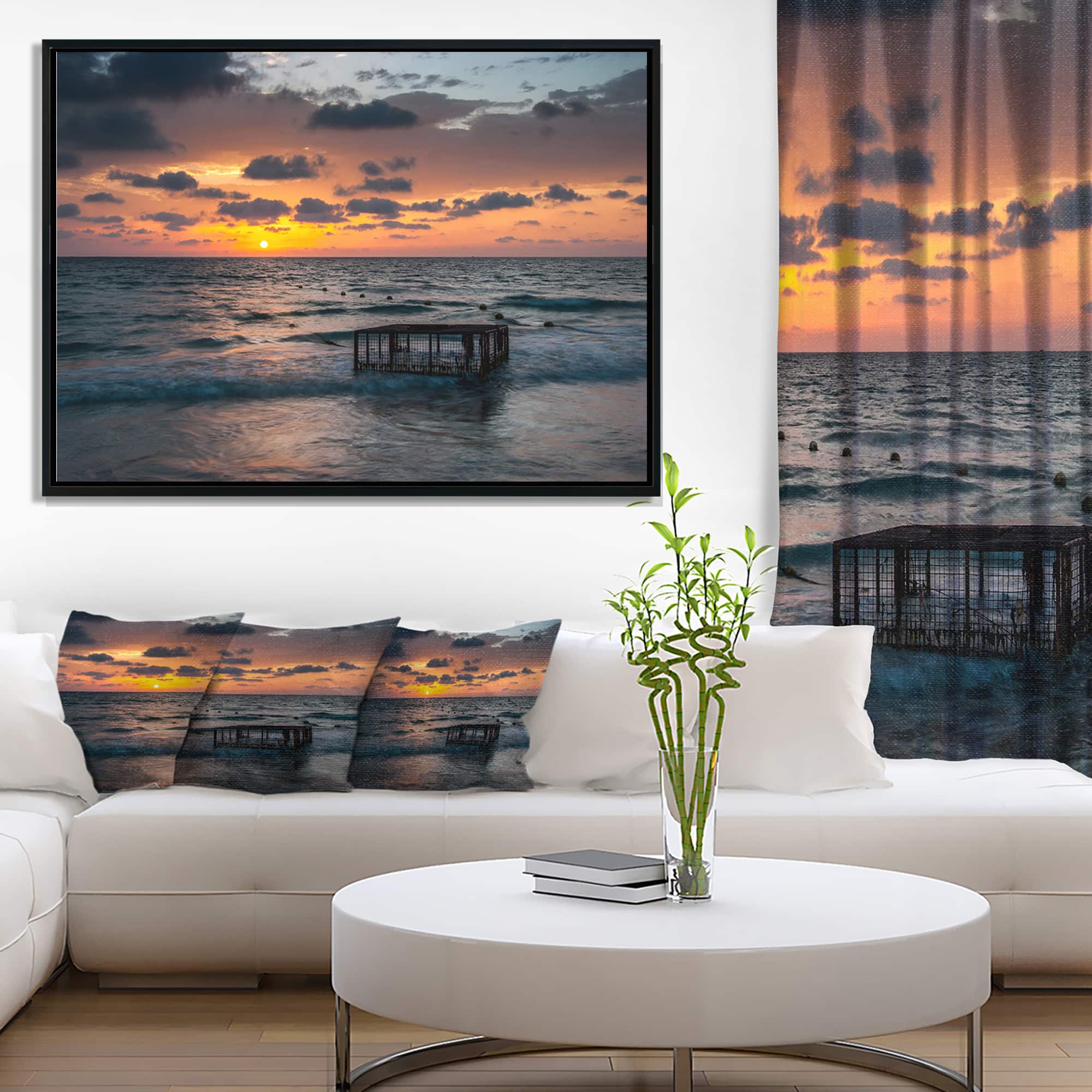 Designart - Tropical Beach with Empty Cage