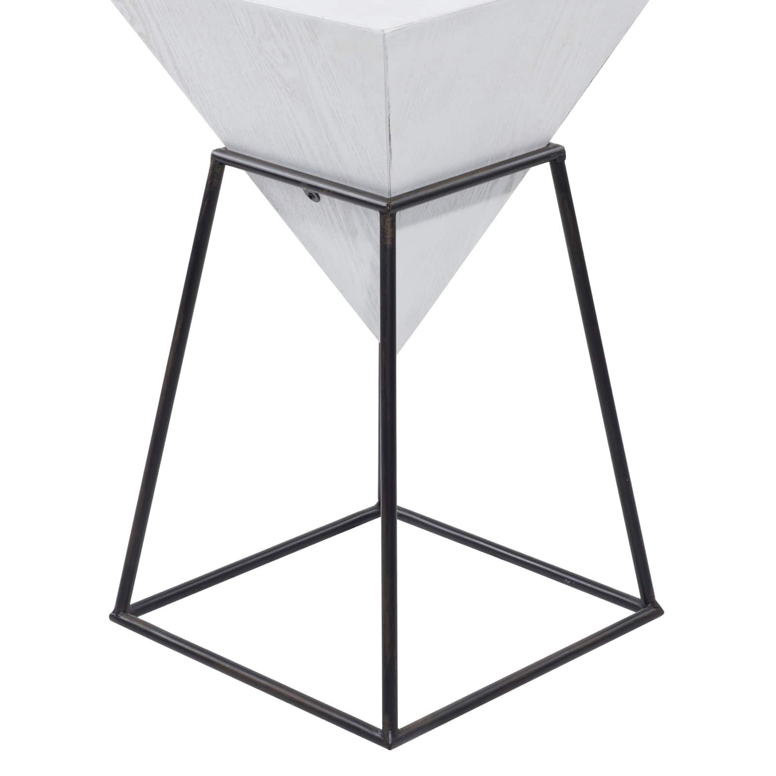 2ft. White Metal and Wood Modern Accent Table