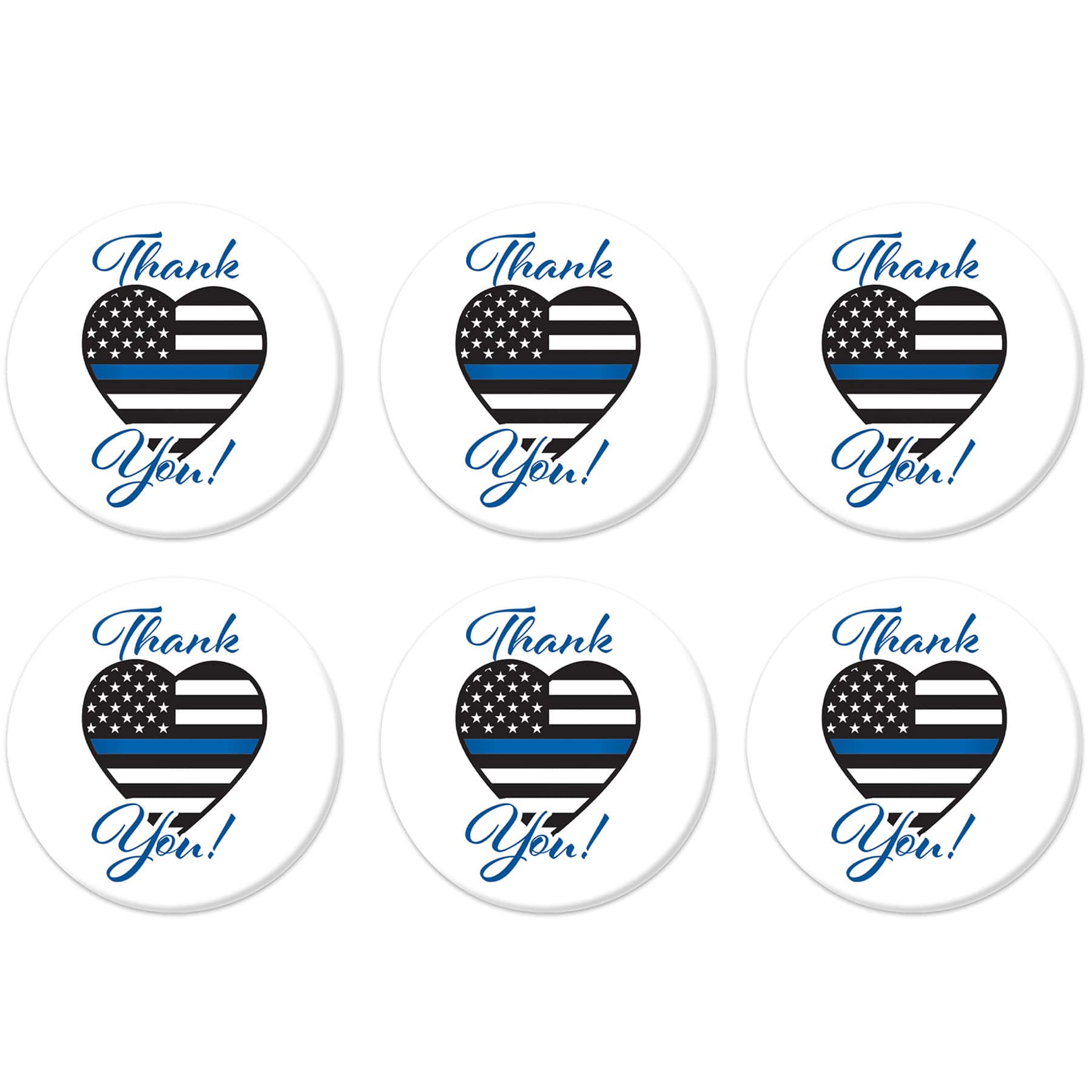 Beistle 2" Thank You Law Enforcement Heart Buttons, 6ct.