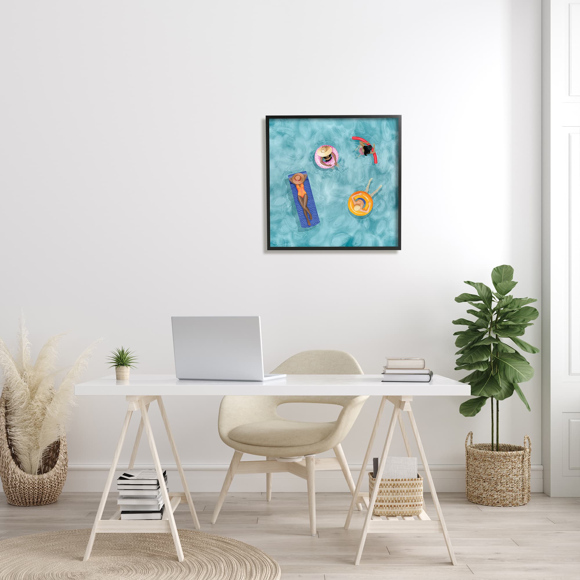 Stupell Industries People Lounging in Water Wall Art in Black Frame