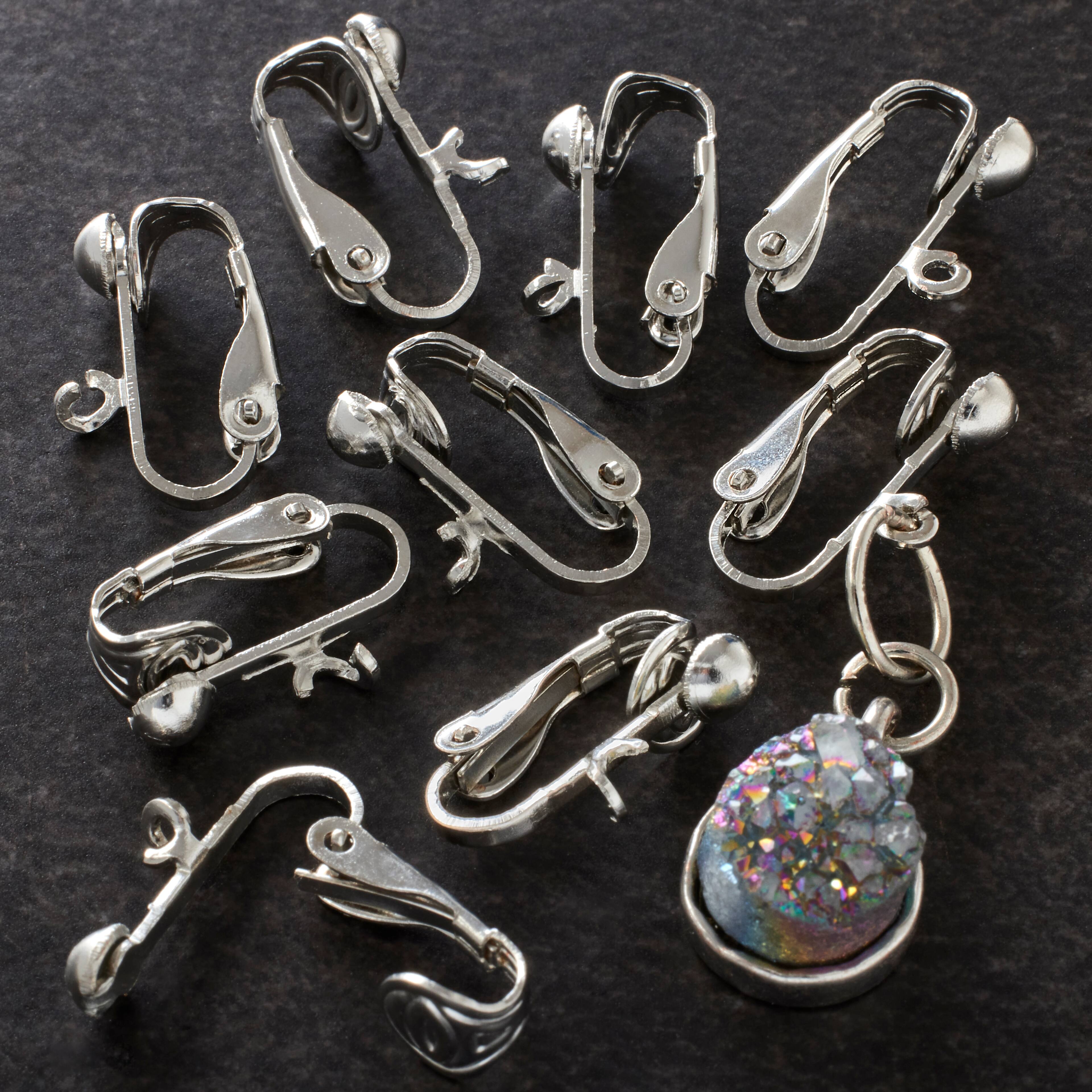 12 Packs: 14 ct. (168 total) Rhodium Clip-On Earrings with Loop by Bead Landing™