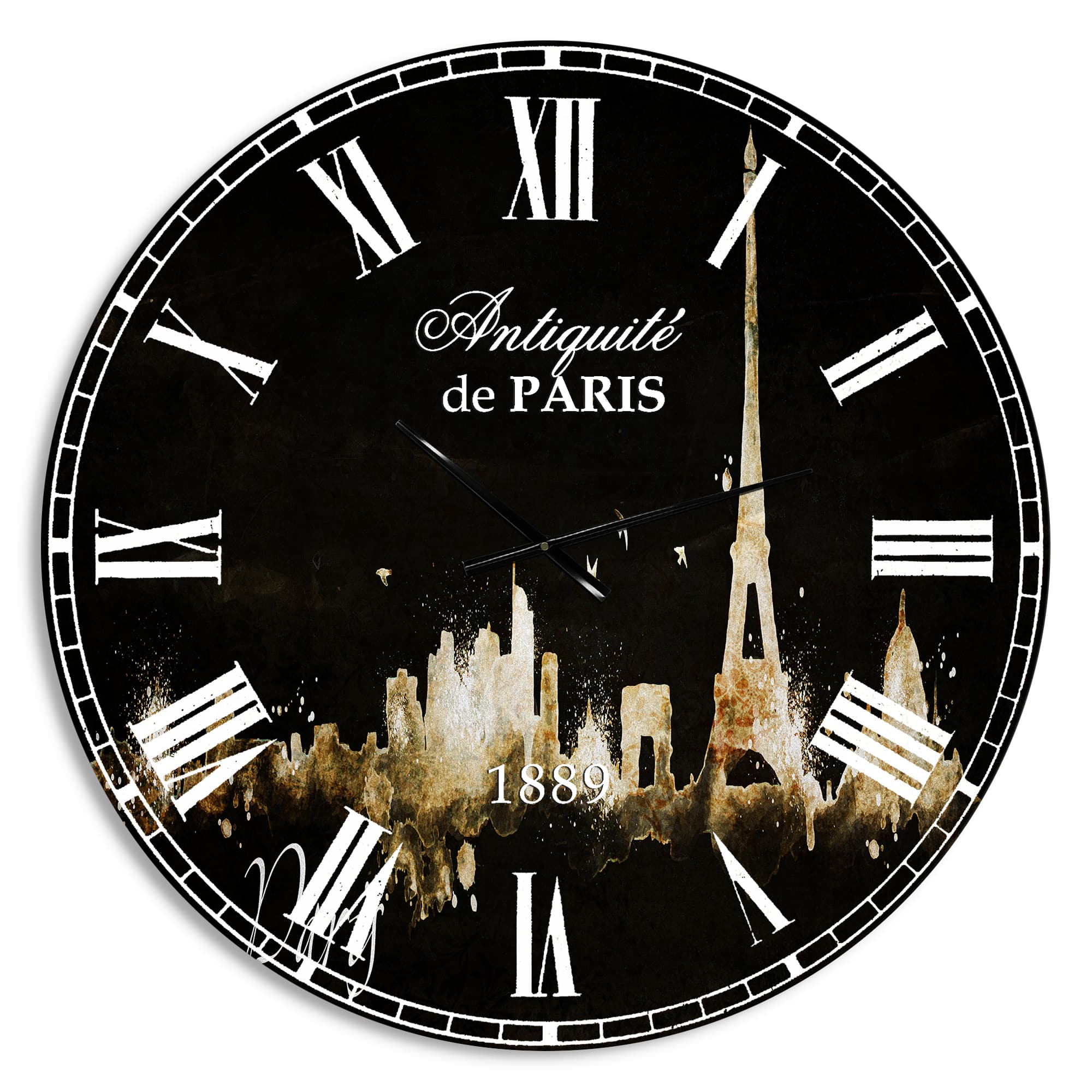 Designart 'Paris Dark Silhouette French Country Wall Clock
