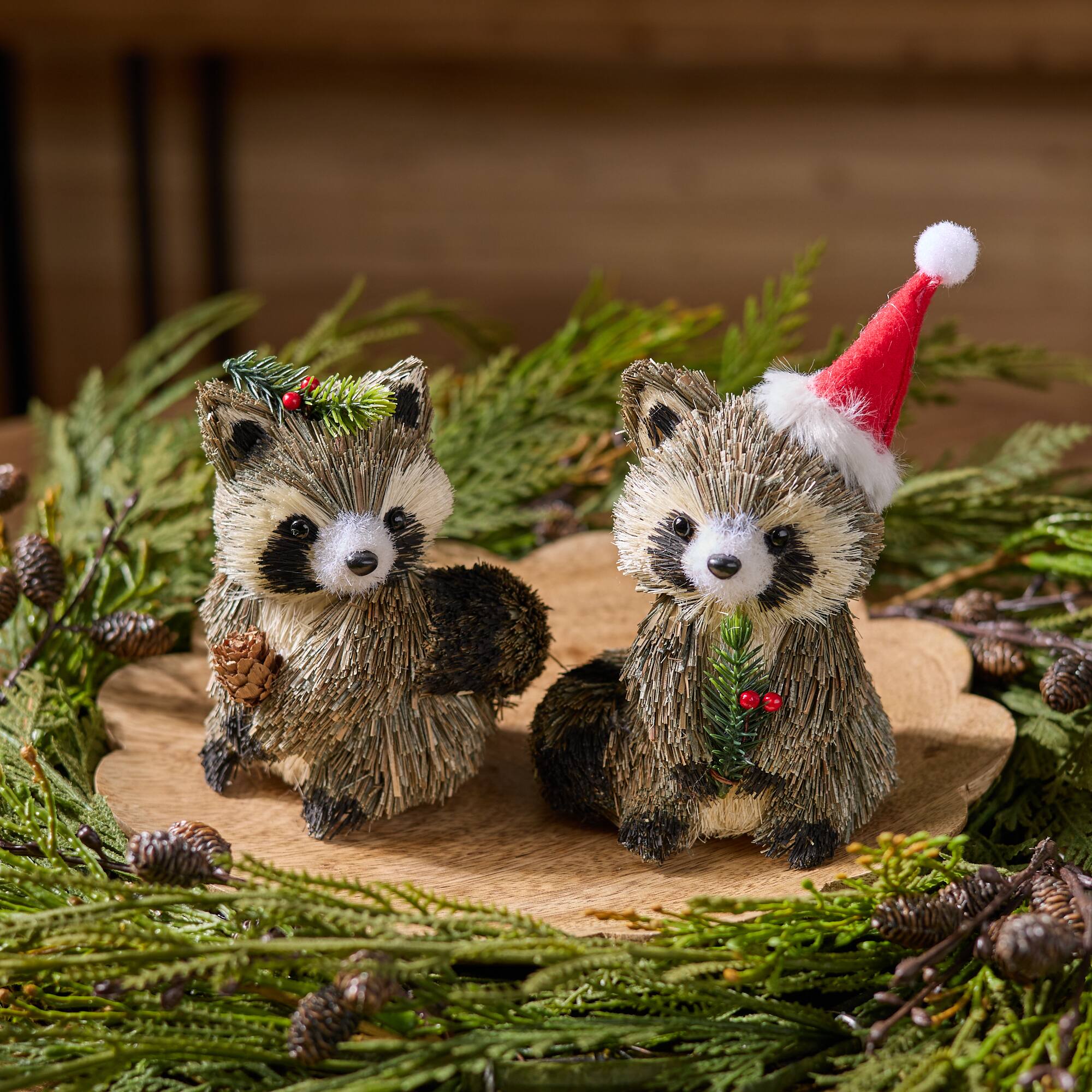 Melrose Holiday Raccoon Shelf Sitter Set