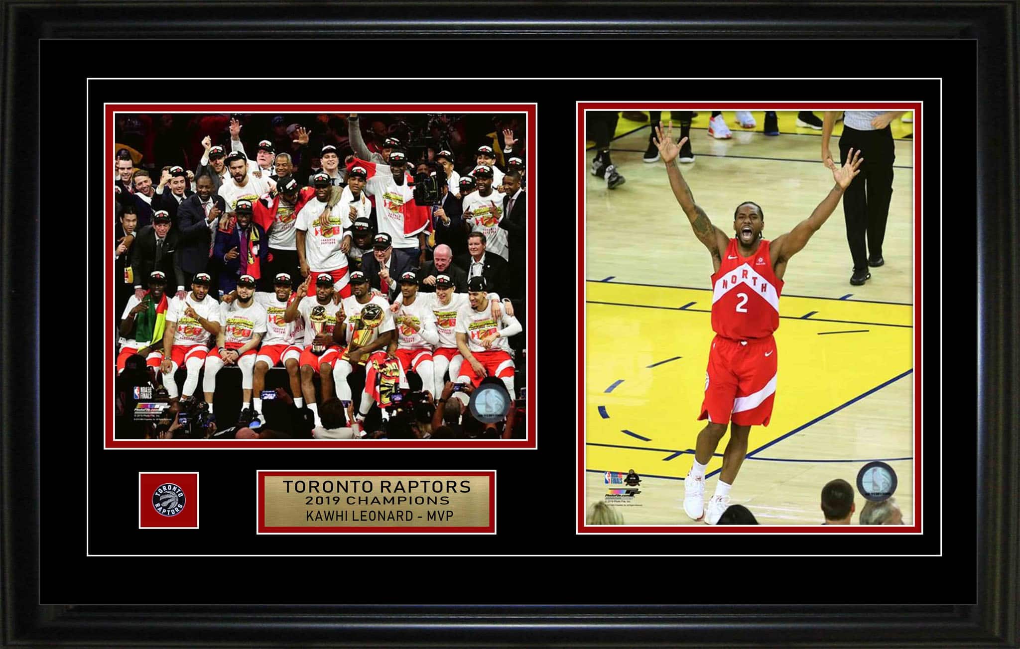 Toronto Raptors Framed Double 8" x 10" 2019 World Champion Photos 24" x 15"