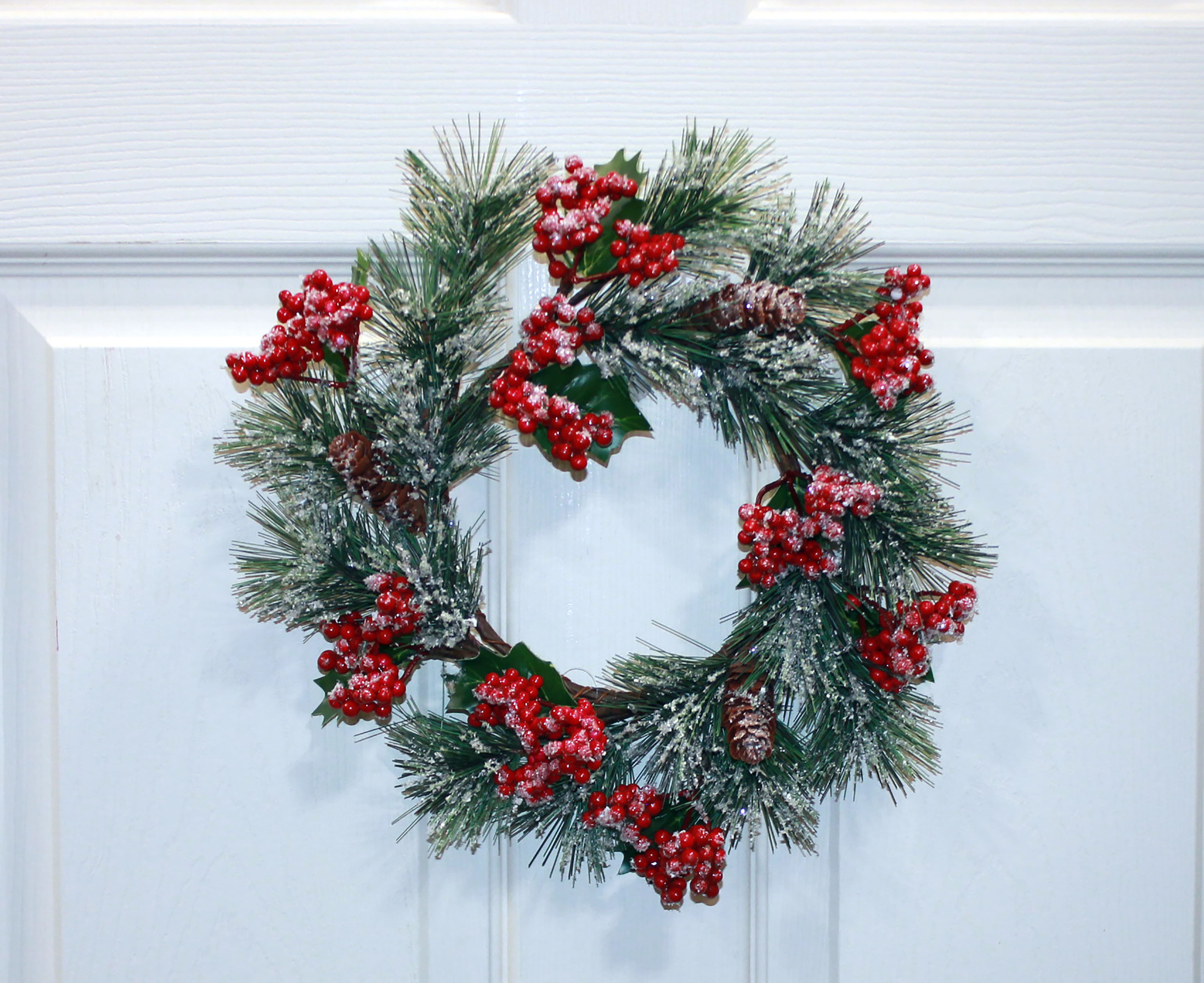 13" Artificial Christmas Mini Wreath Centerpiece with Snow Berry & Pine