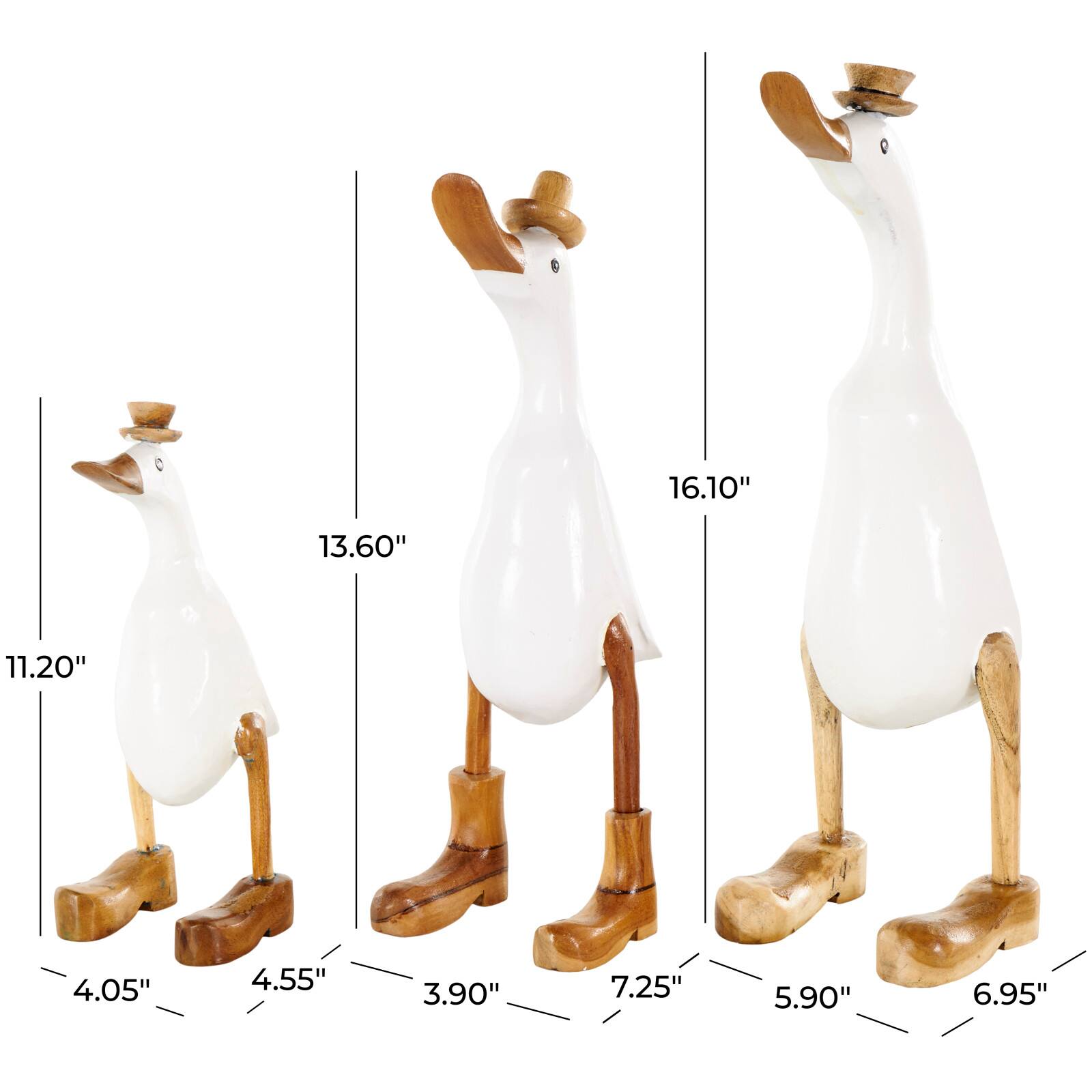 White Bamboo Wood Duck Sculpture Set, 3ct.