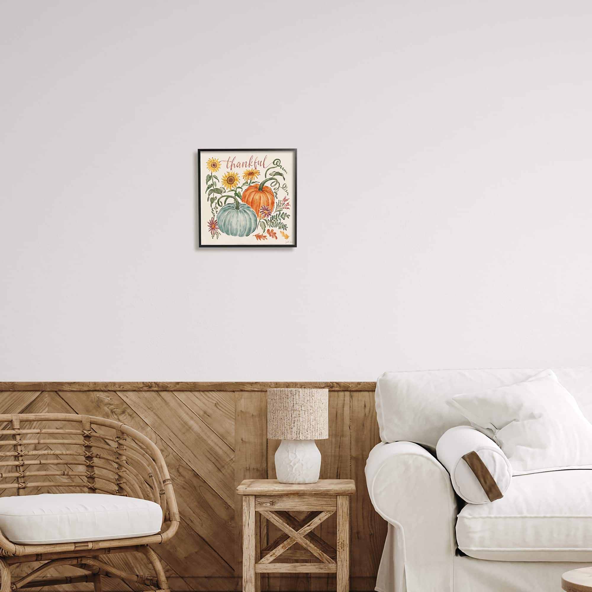 Stupell Industries Autumn Botanical Thankful Nature Framed Giclee Art