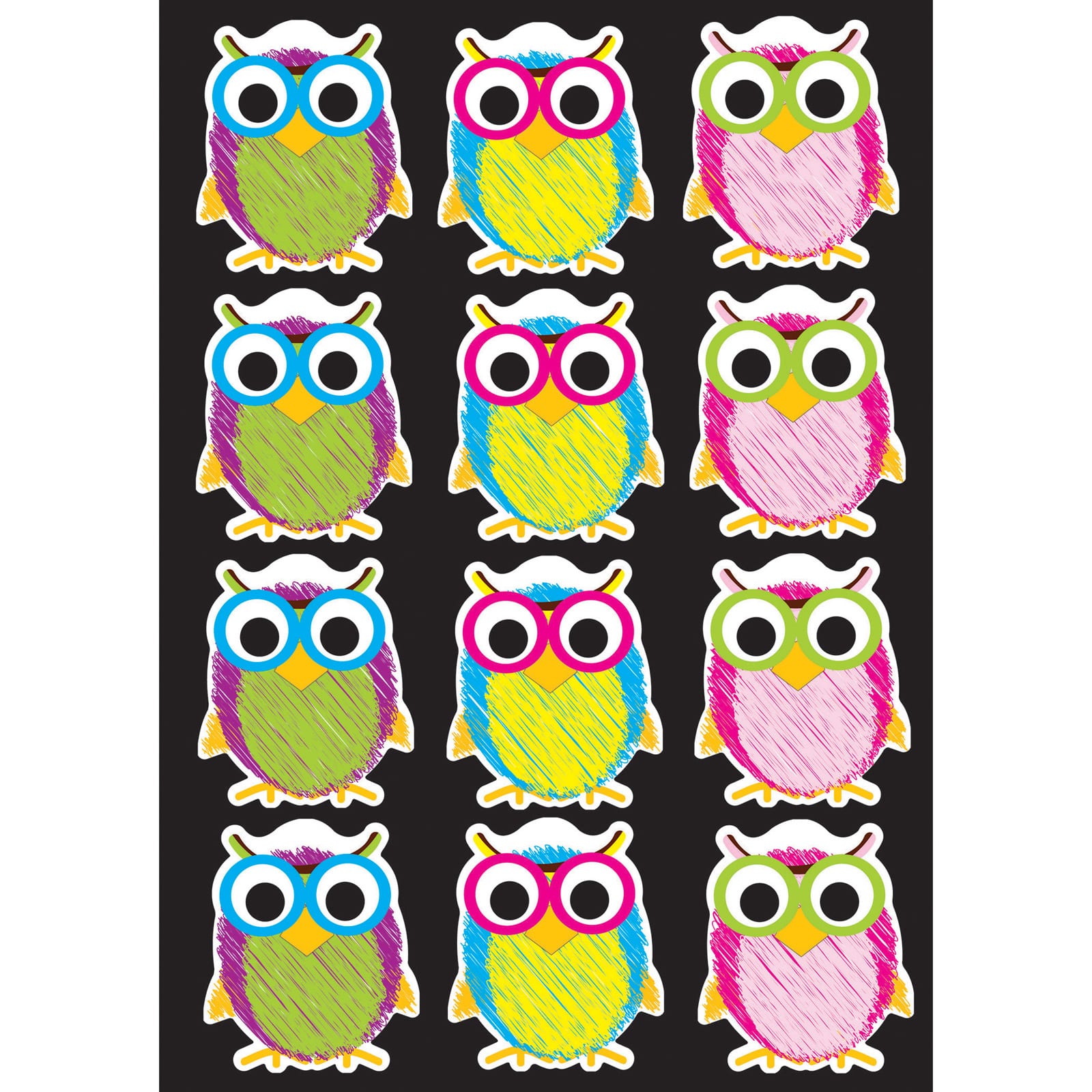 Ashley Productions Die-Cut Magnets, Scribble Owls, 6 Pack