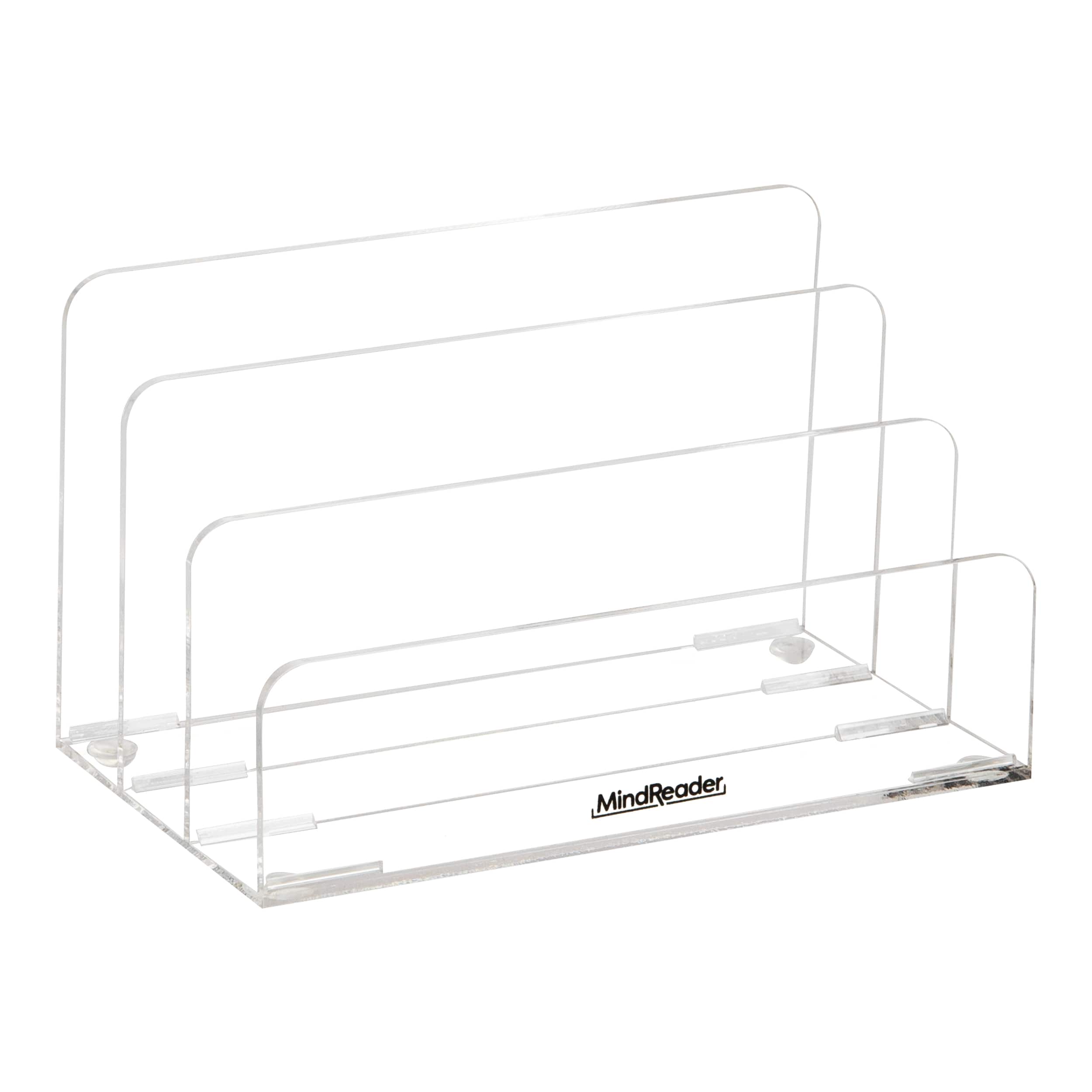 Mind Reader 3-Tier Mail Sorter, Desktop Organizer, Mail Organizer, Modern, Office, Acrylic, 7"L x 4"W x 4"H, Clear