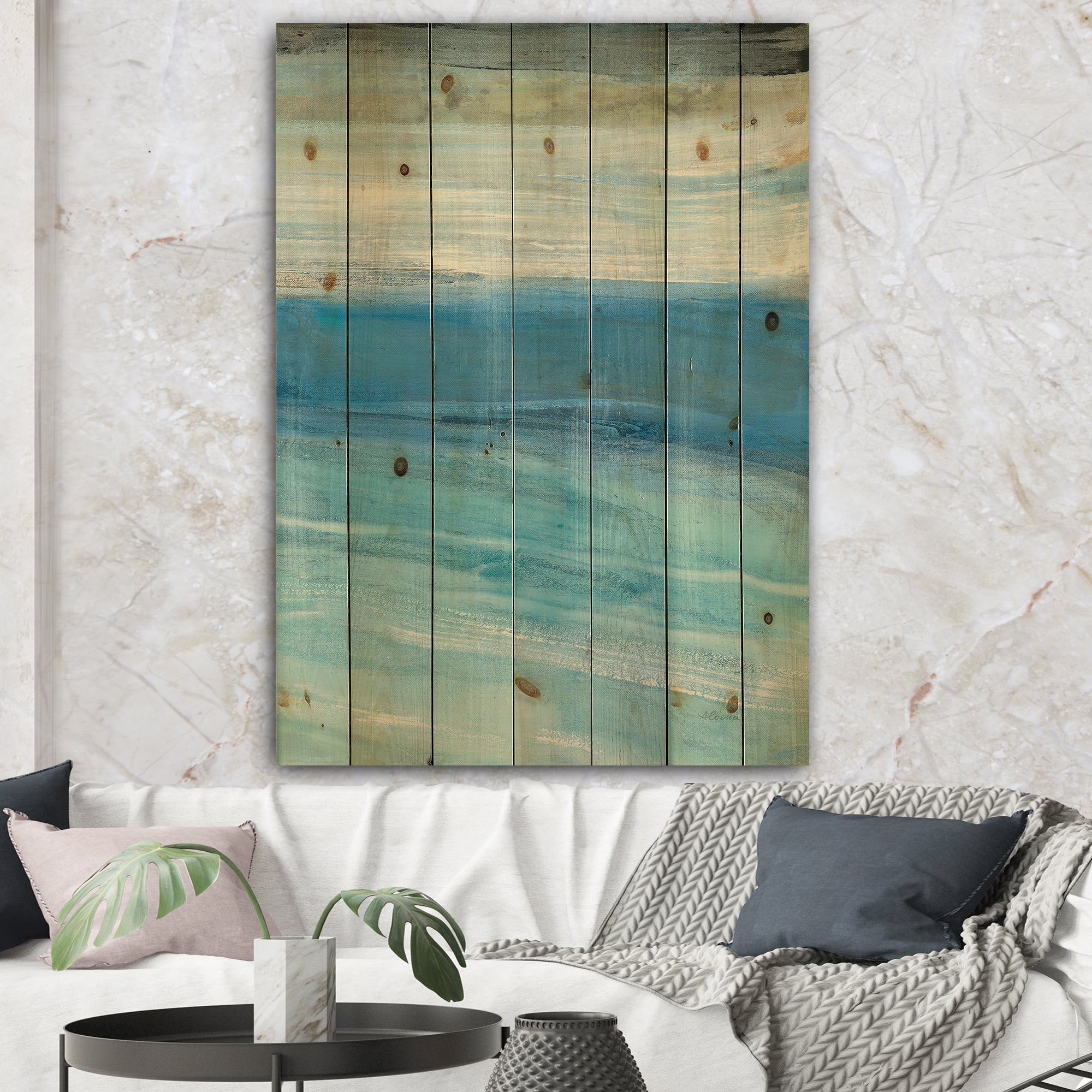 Designart - From the Shore IV - Nautical & Beach Print on Natural Pine Wood