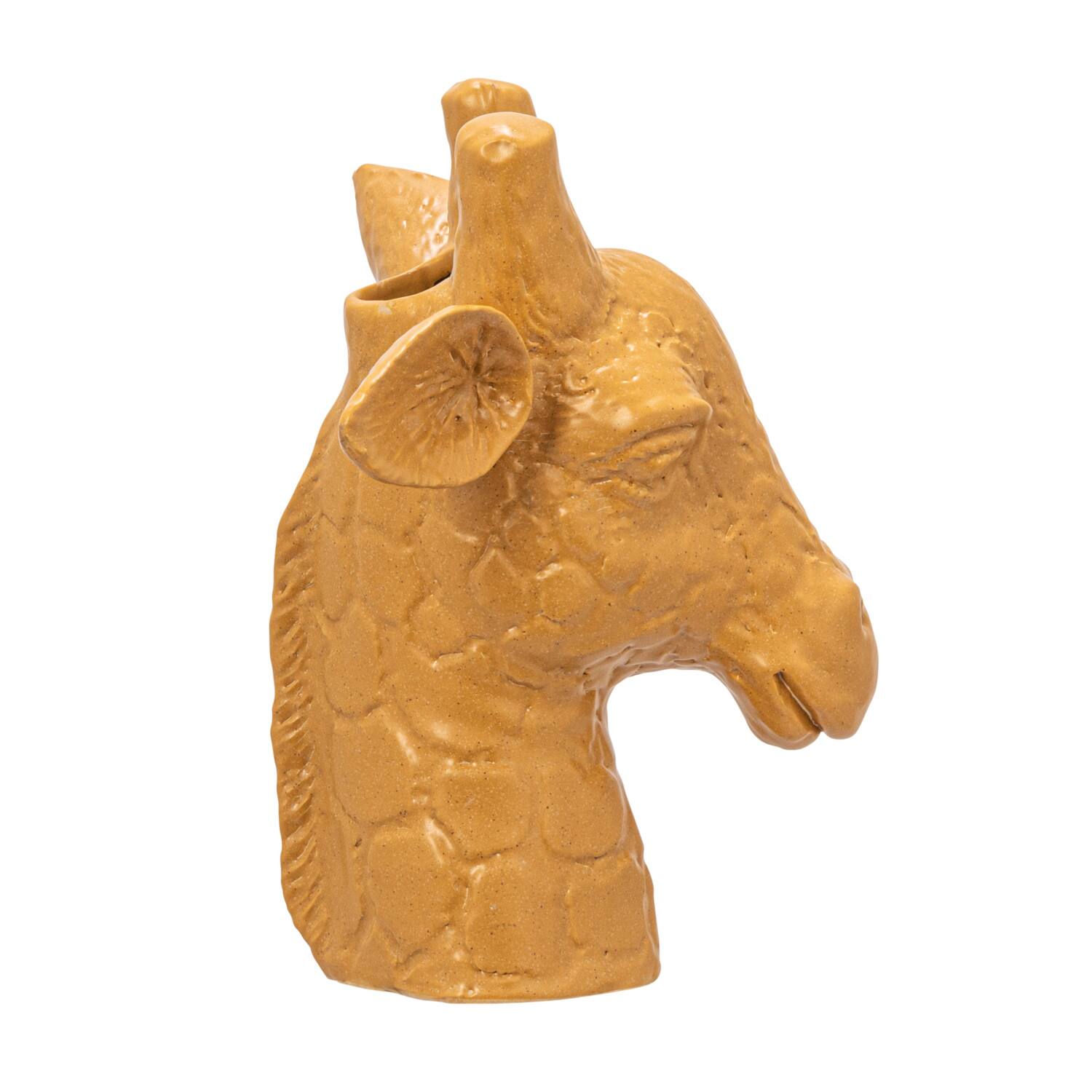 Hello Honey® 10.25" Matte Mustard Reactive Glaze Stoneware Giraffe Head Vase