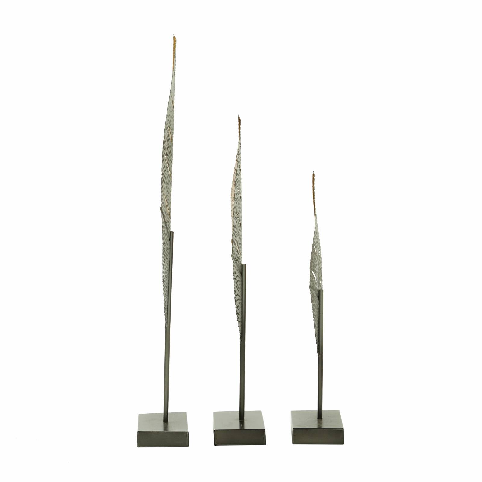 Gold Metal Contemporary Leaf Sculpture Set