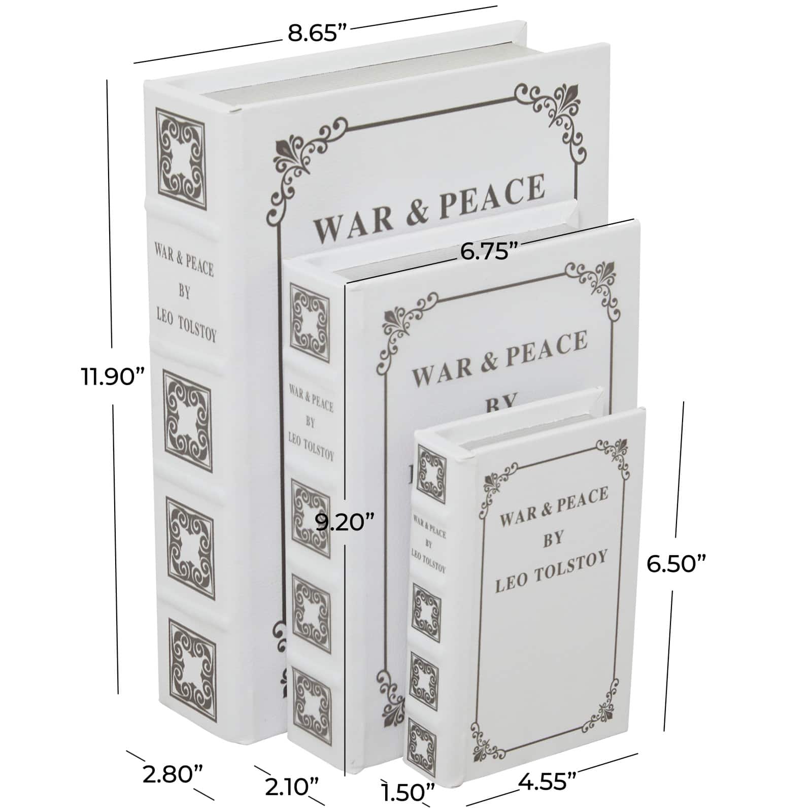 Off White Faux Leather Faux Book Box Set